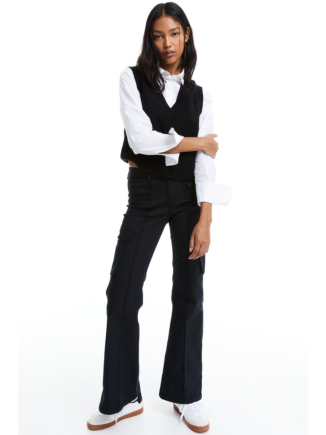 

H&M Rib-Knit Sweater Vest, Black