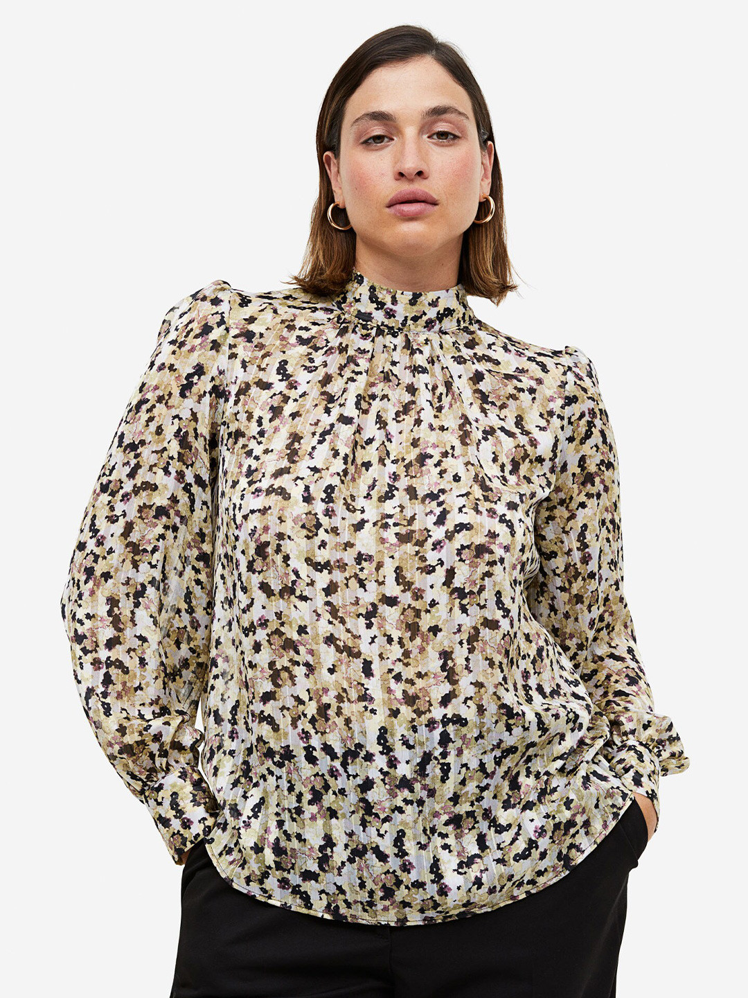 

H&M Patterned Blouse, Beige