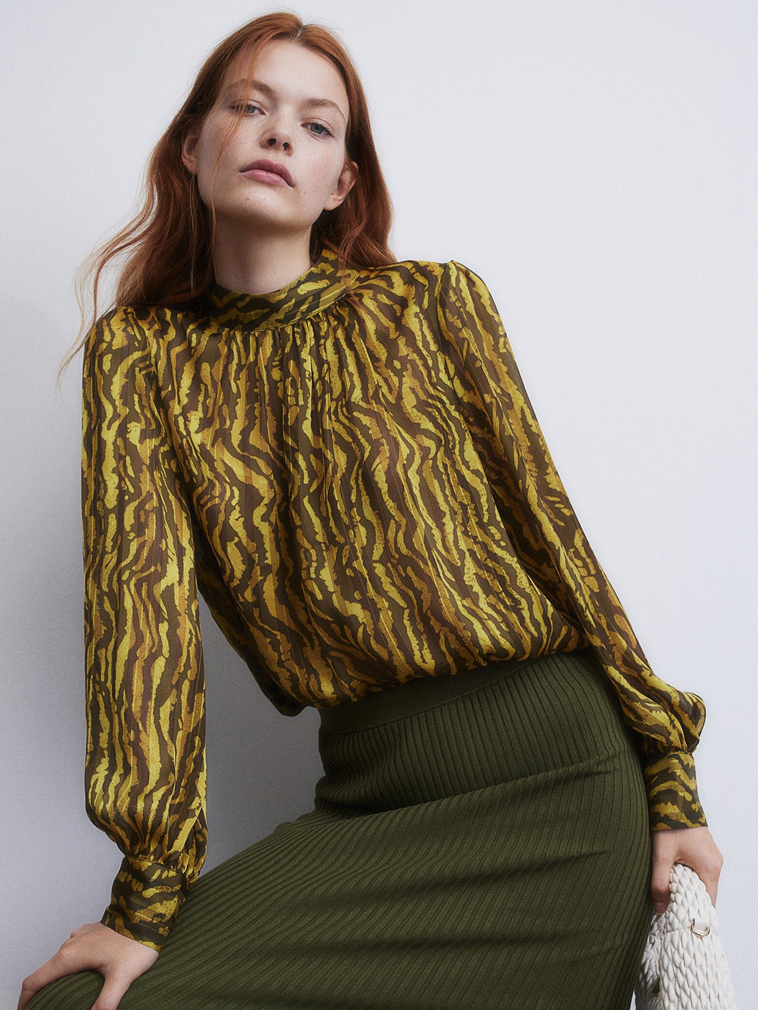 

H&M Patterned Blouse, Yellow