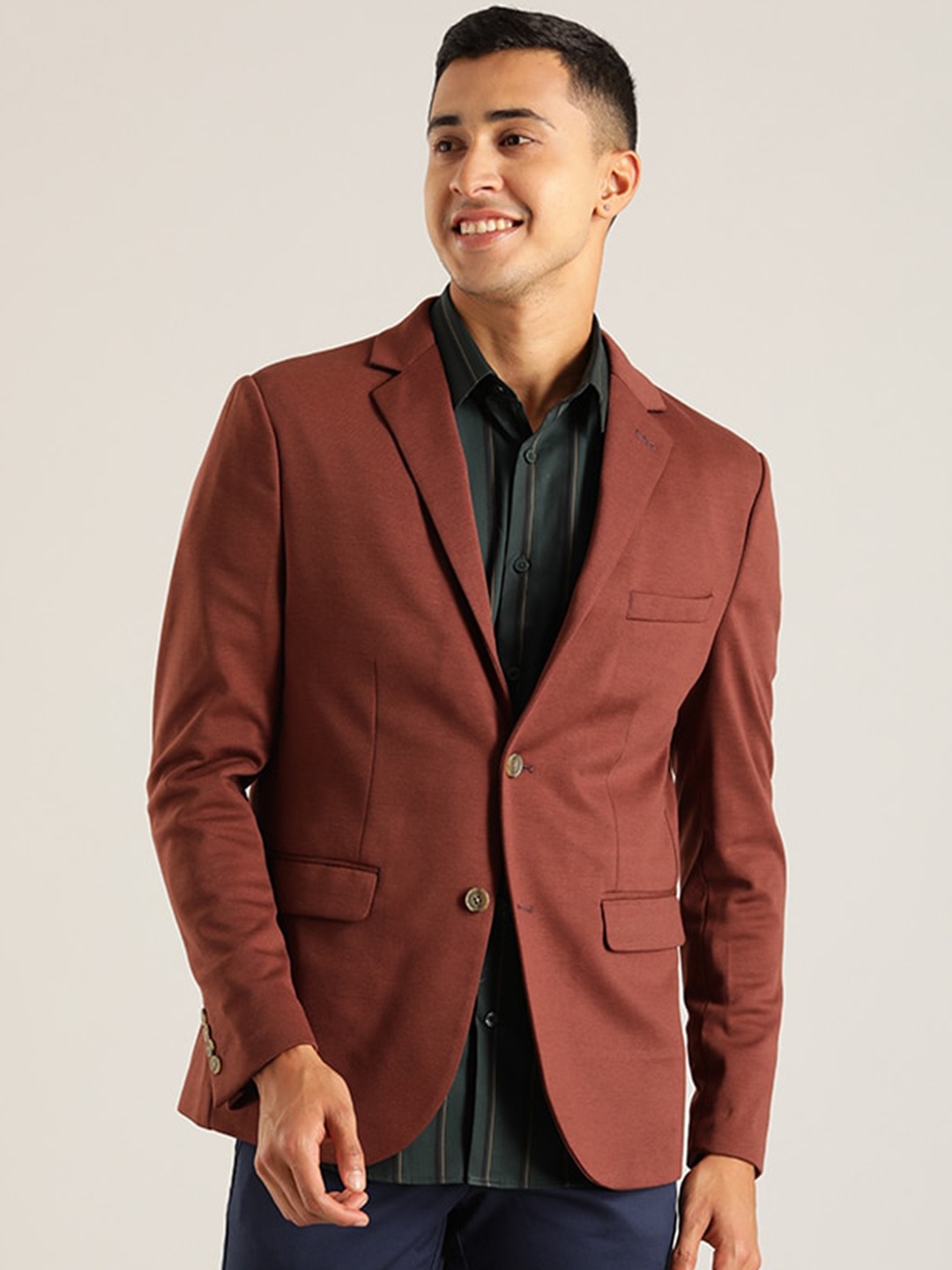 

Indian Terrain Single Breasted Blazer, Maroon