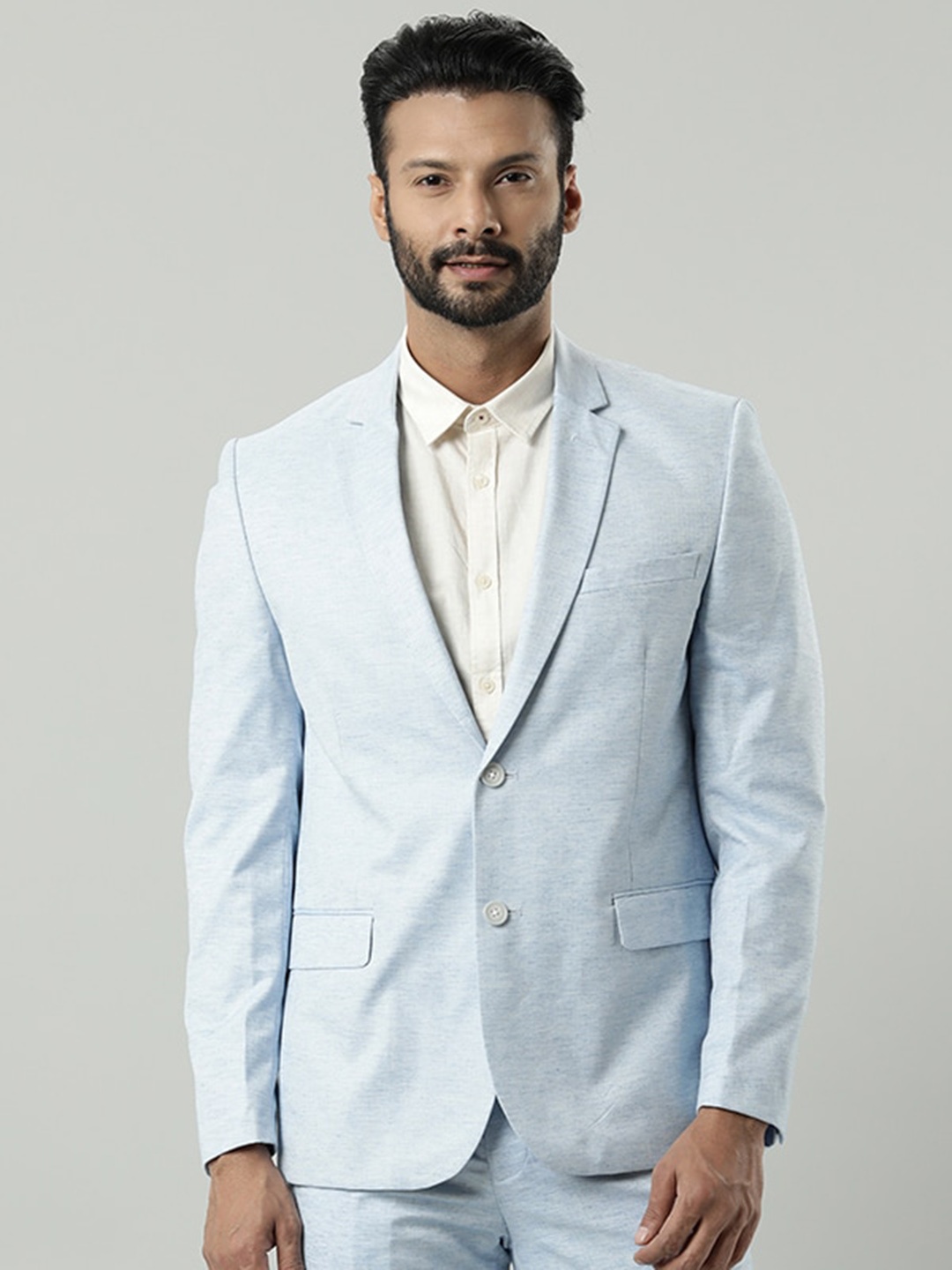 

Indian Terrain Notched Lapel Collar Single Breasted Blazer, Blue