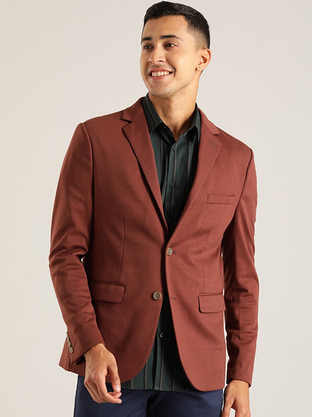 

Indian Terrain Notched Lapel Single Breasted Formal Blazer, Maroon