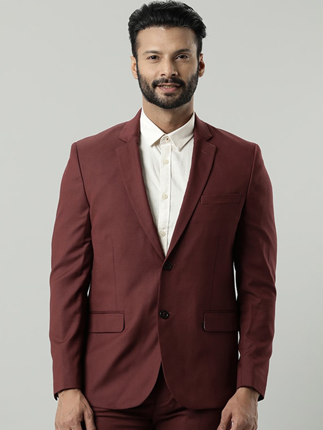 

Indian Terrain Single Breasted Formal Blazer, Maroon