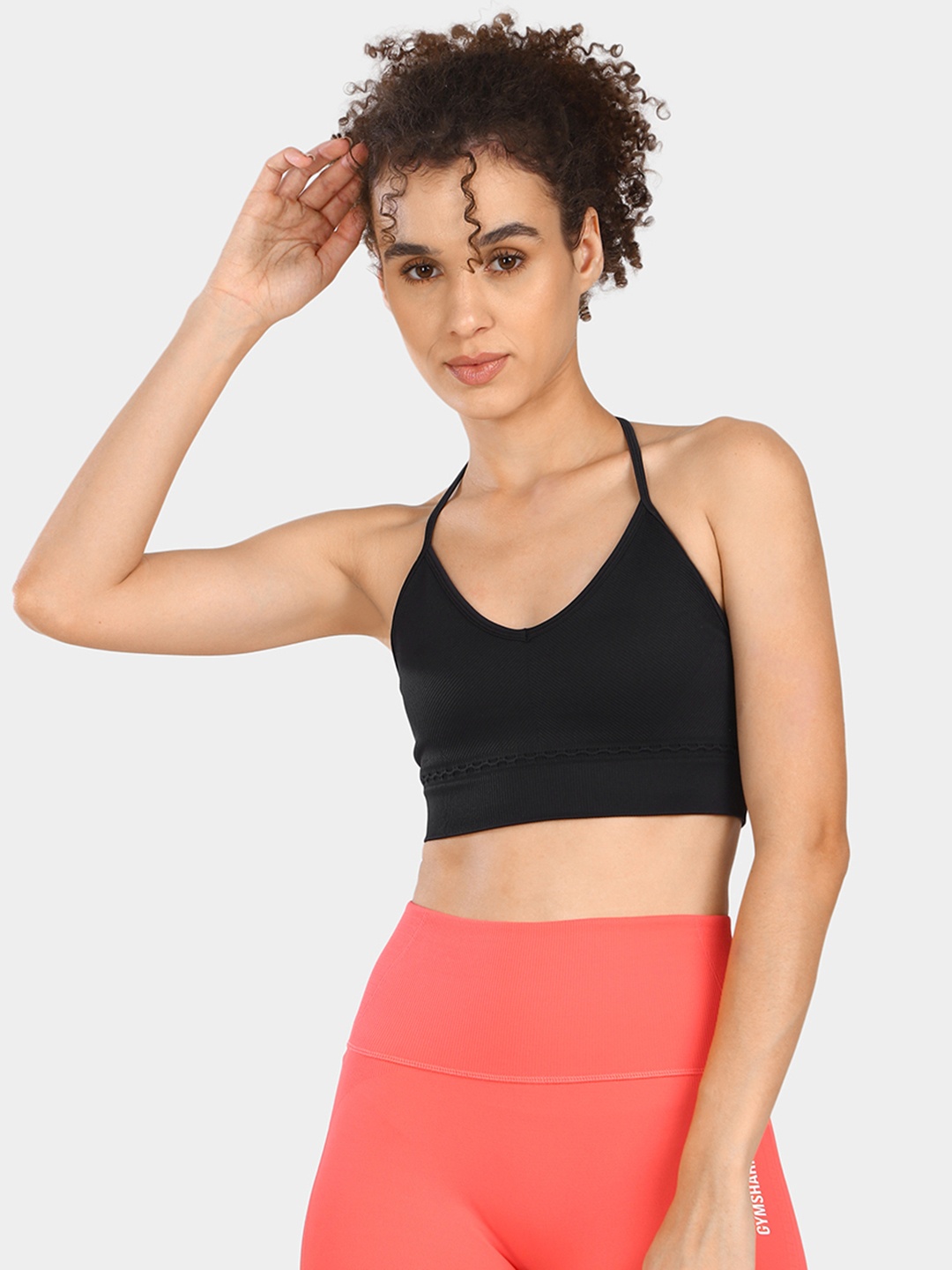 

Gymshark Ribbed Studio Workout Bra - Full Coverage, Black