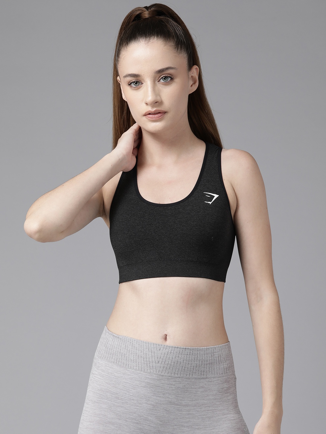 

Gymshark Melange Effect Workout Bra - Full Coverage, Black
