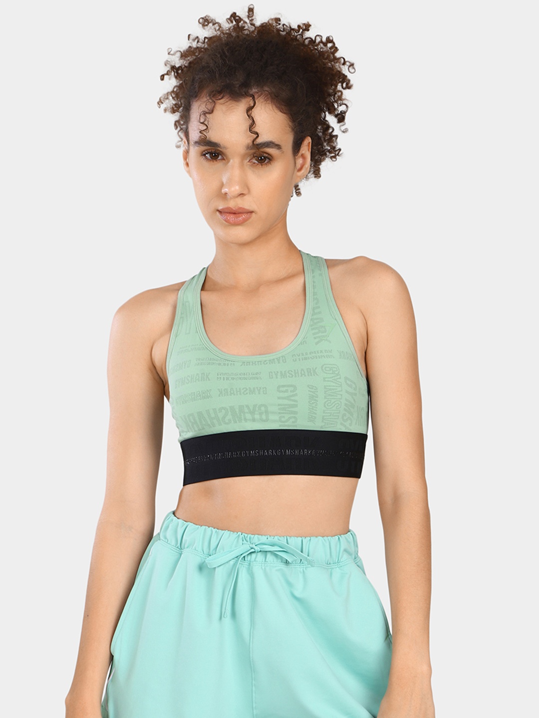 

Gymshark Typography Printed Workout Bra - Full Coverage Lightly Padded, Green