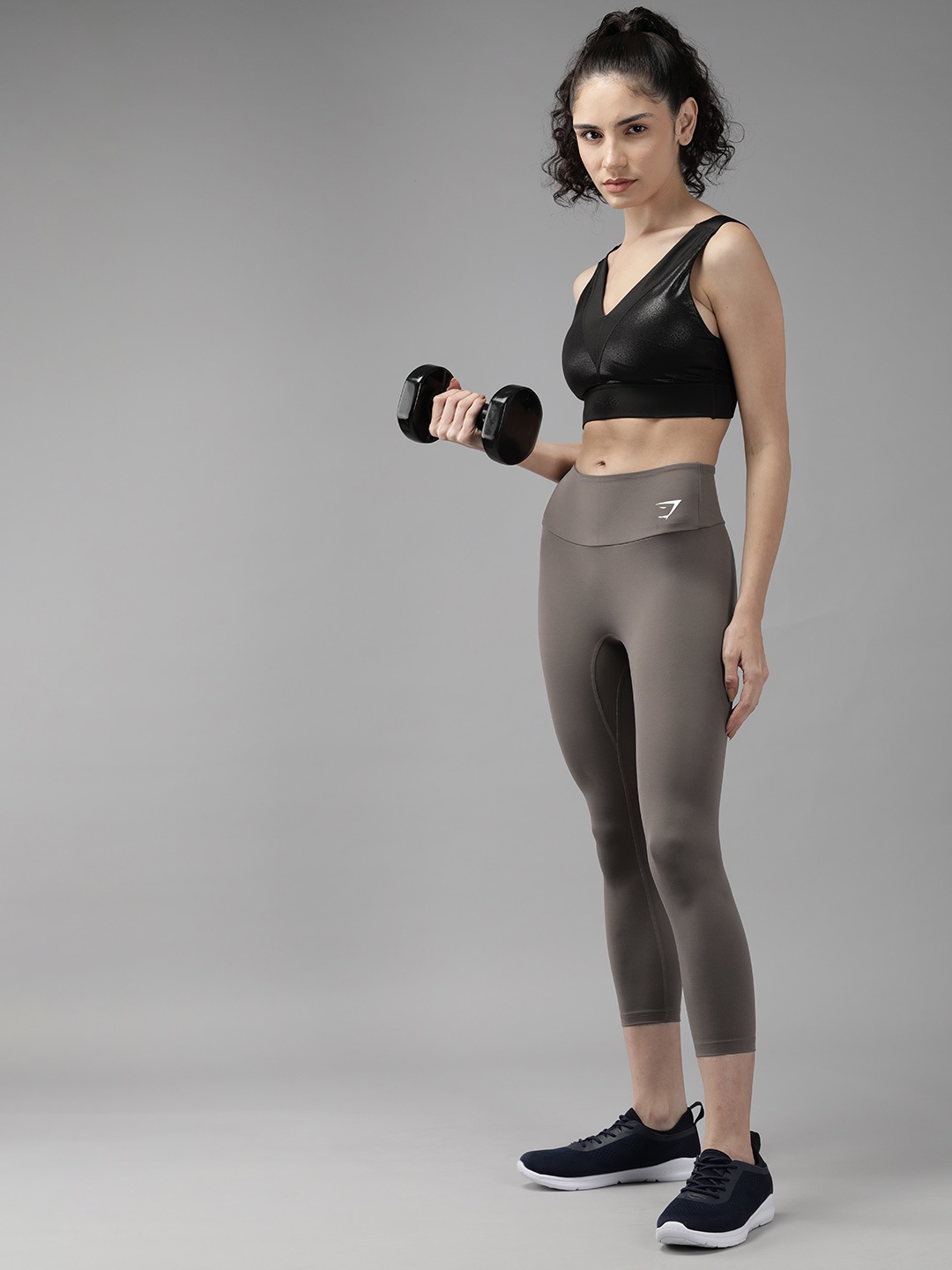 

Gymshark Women Solid 7/8th Training Leggings, Brown