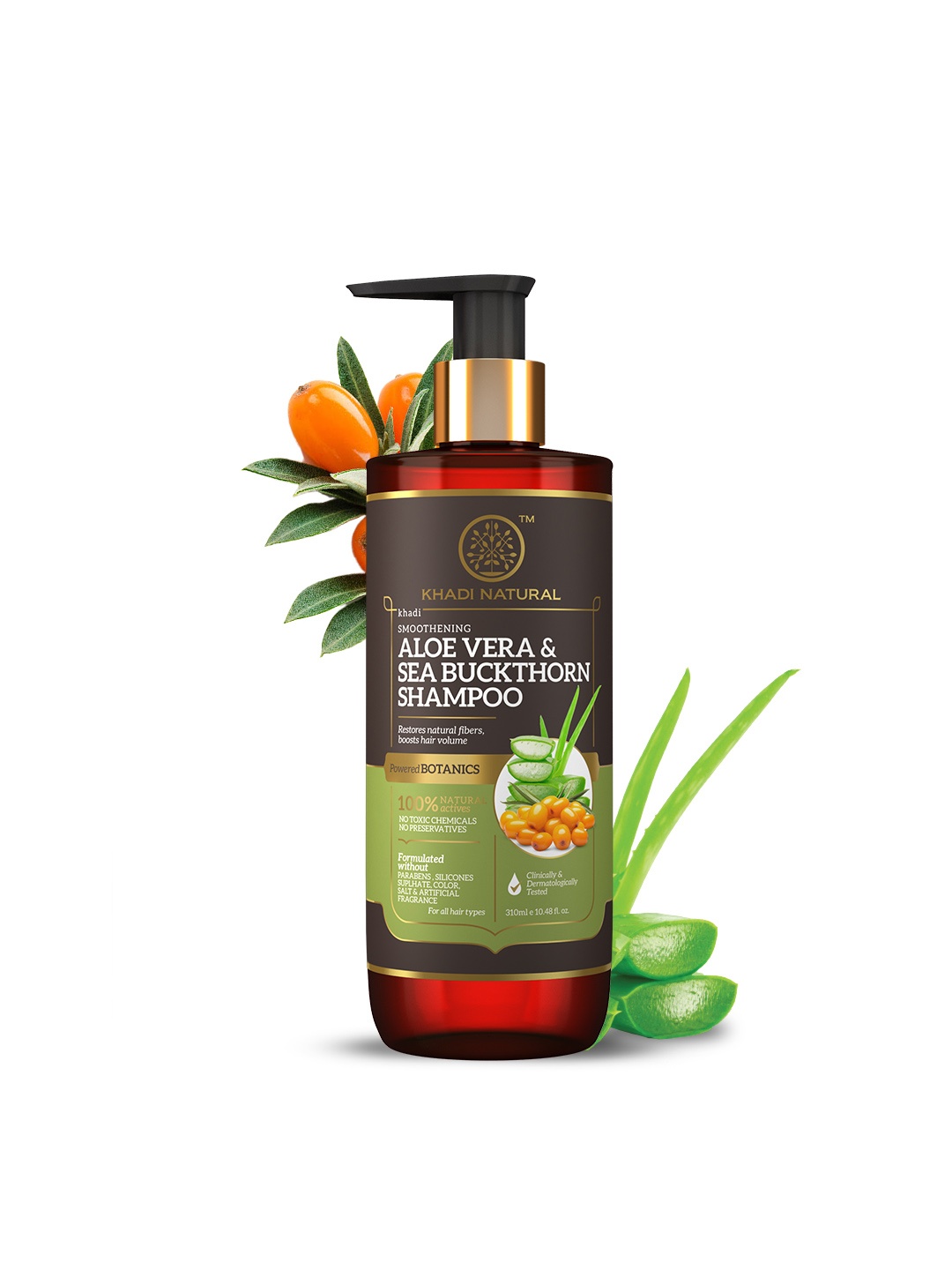 

Khadi Natural Power Botanics Aloevera Seabuckthorn Shampoo - 310ml, Brown