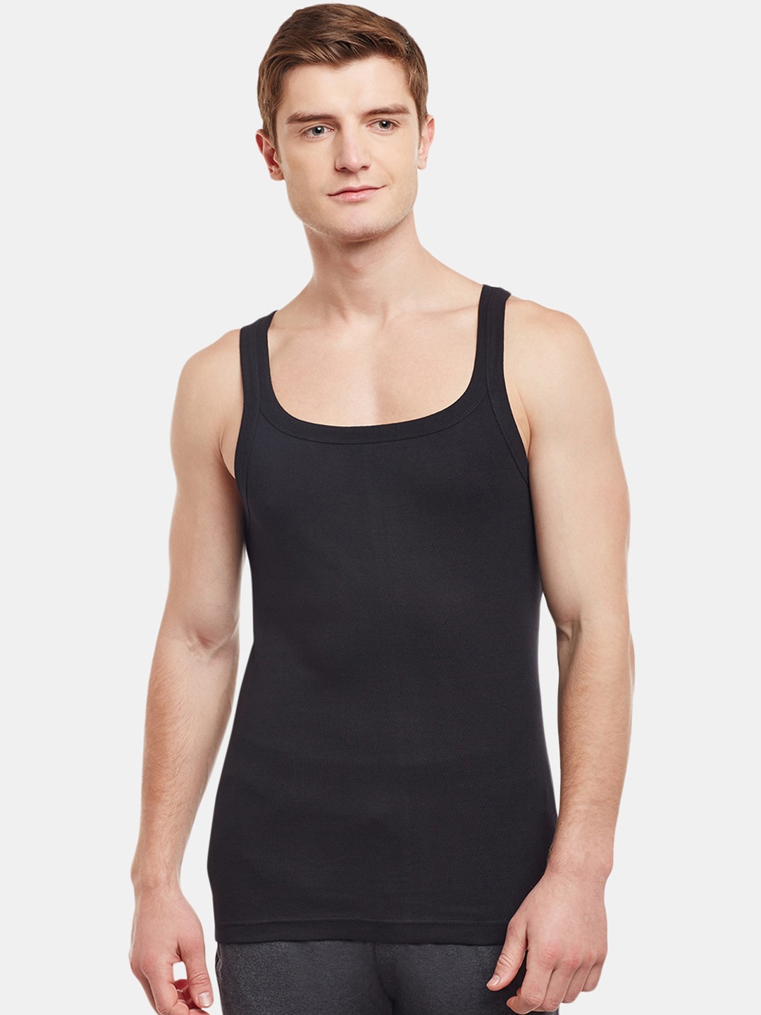 

BODYX Men Pure Cotton Innerwear Vests, Black