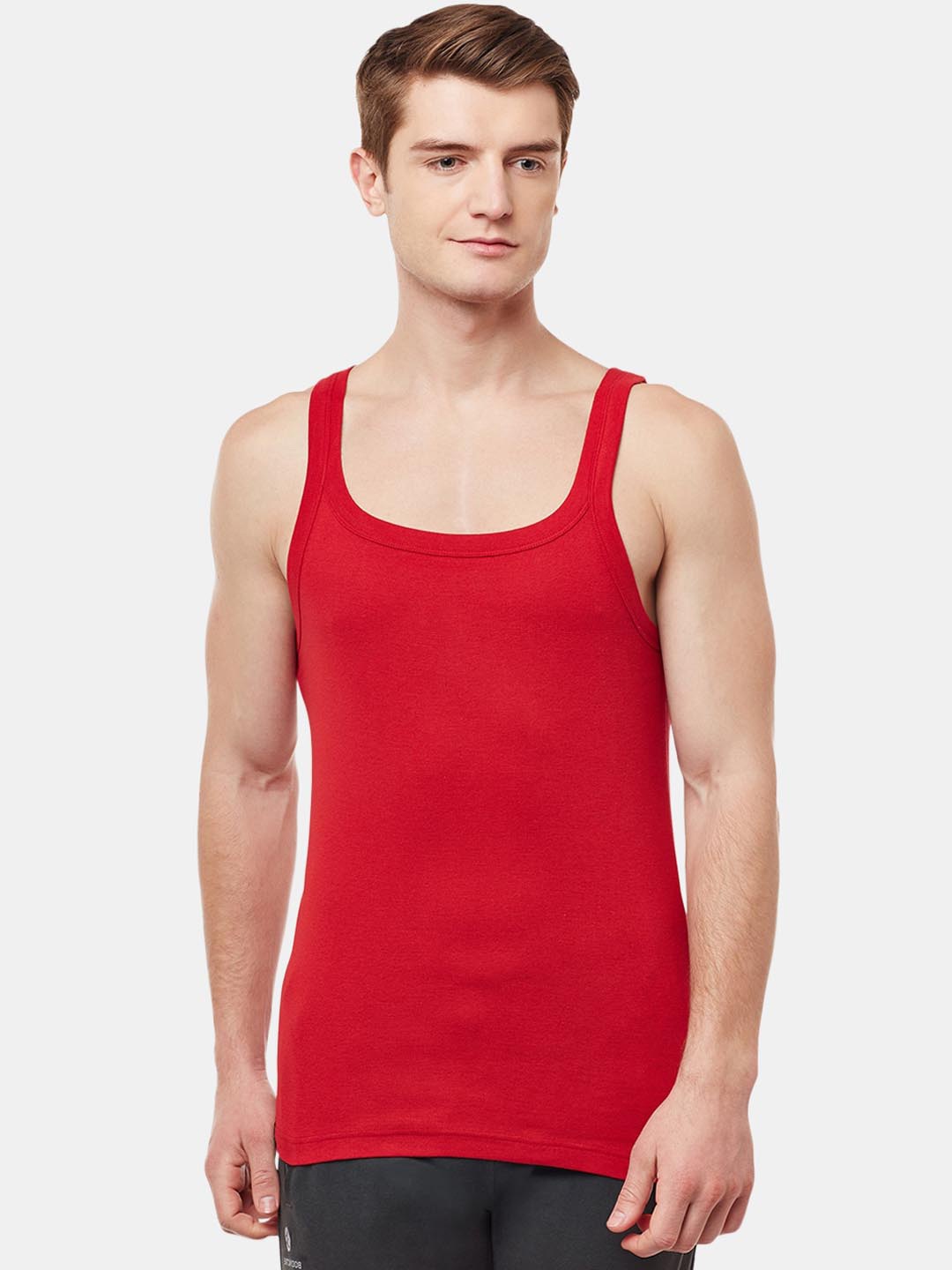 

BODYX Pure Cotton Sleeveless Innerwear Gym Vests, Red