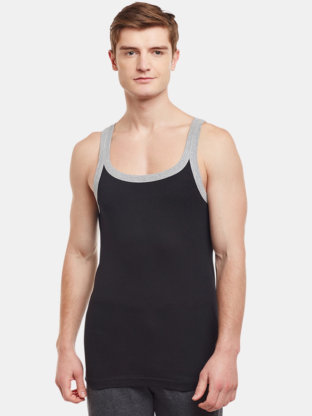 

BODYX Pure Cotton Gym Innerwear Vest, Black