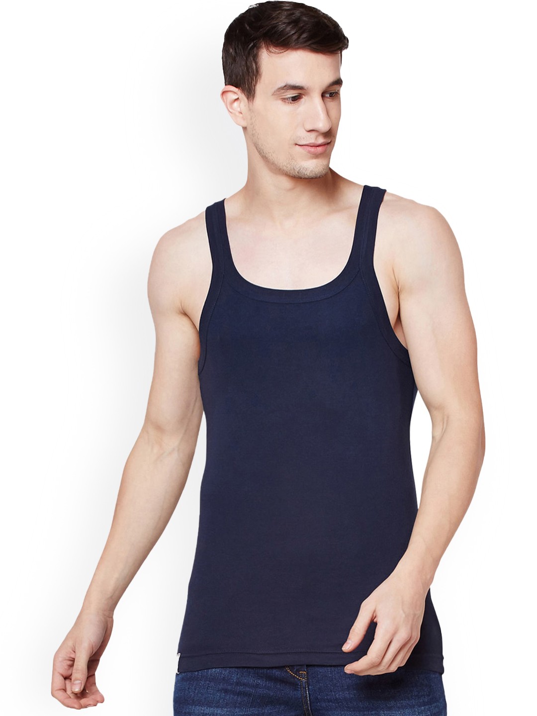 

BODYX Men Pure Cotton Innerwear Vests, Navy blue