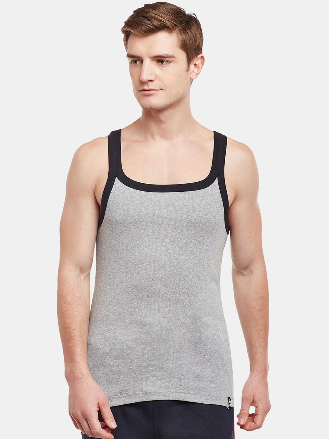

BODYX Round Neck Pure Cotton Innerwear Vests, Grey