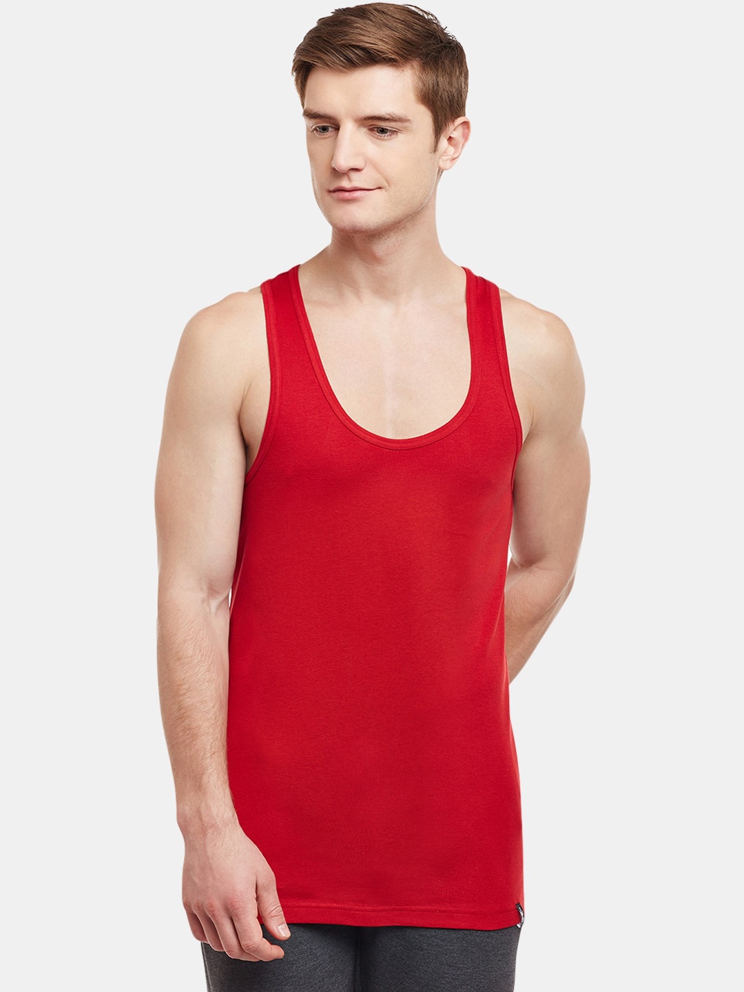 

BODYX Sleeveless Pure Cotton Innerwear gym Vests, Red