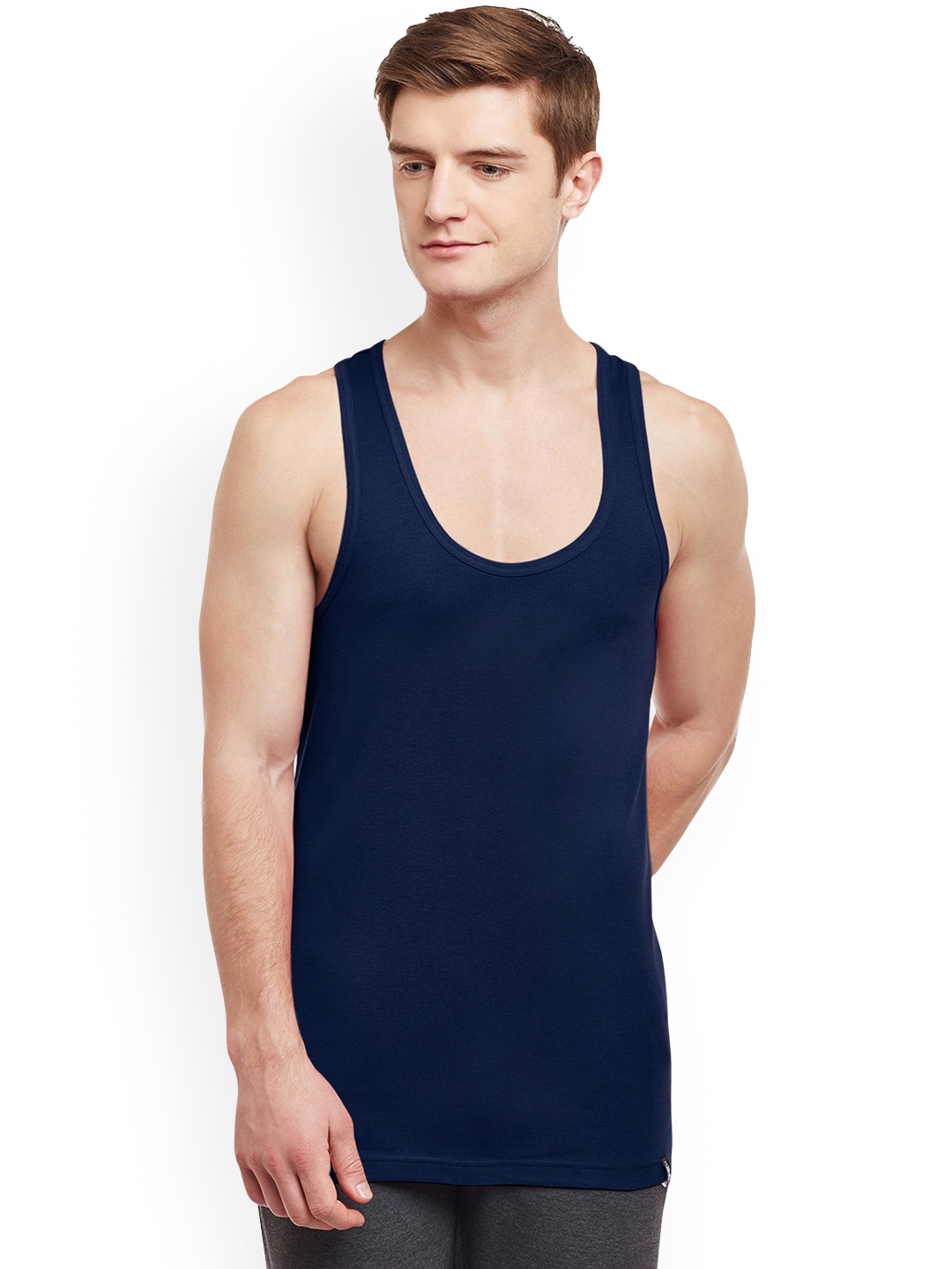 

BODYX Super Combed Cotton Gym Innerwear Vest, Navy blue