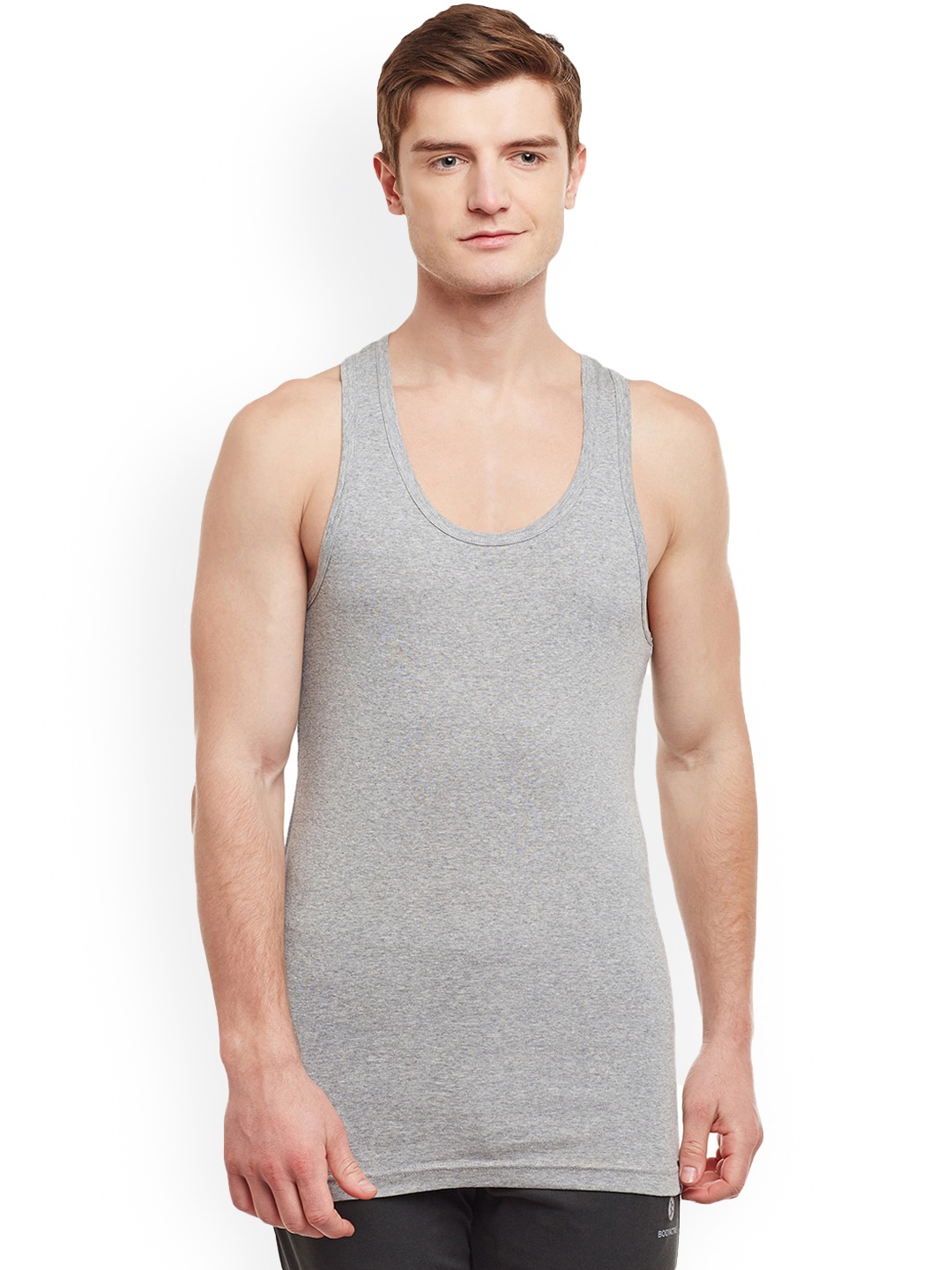 

BODYX Pure Cotton Sleeveless Gym Vests, Grey