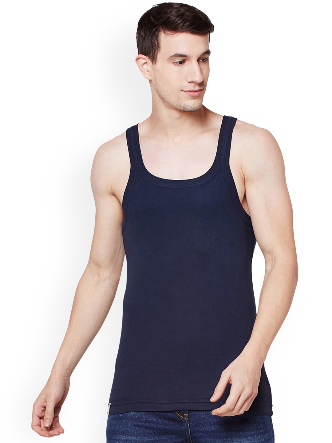

BODYX Pure Cotton Gym Sleeveless Innerwear Vests, Navy blue