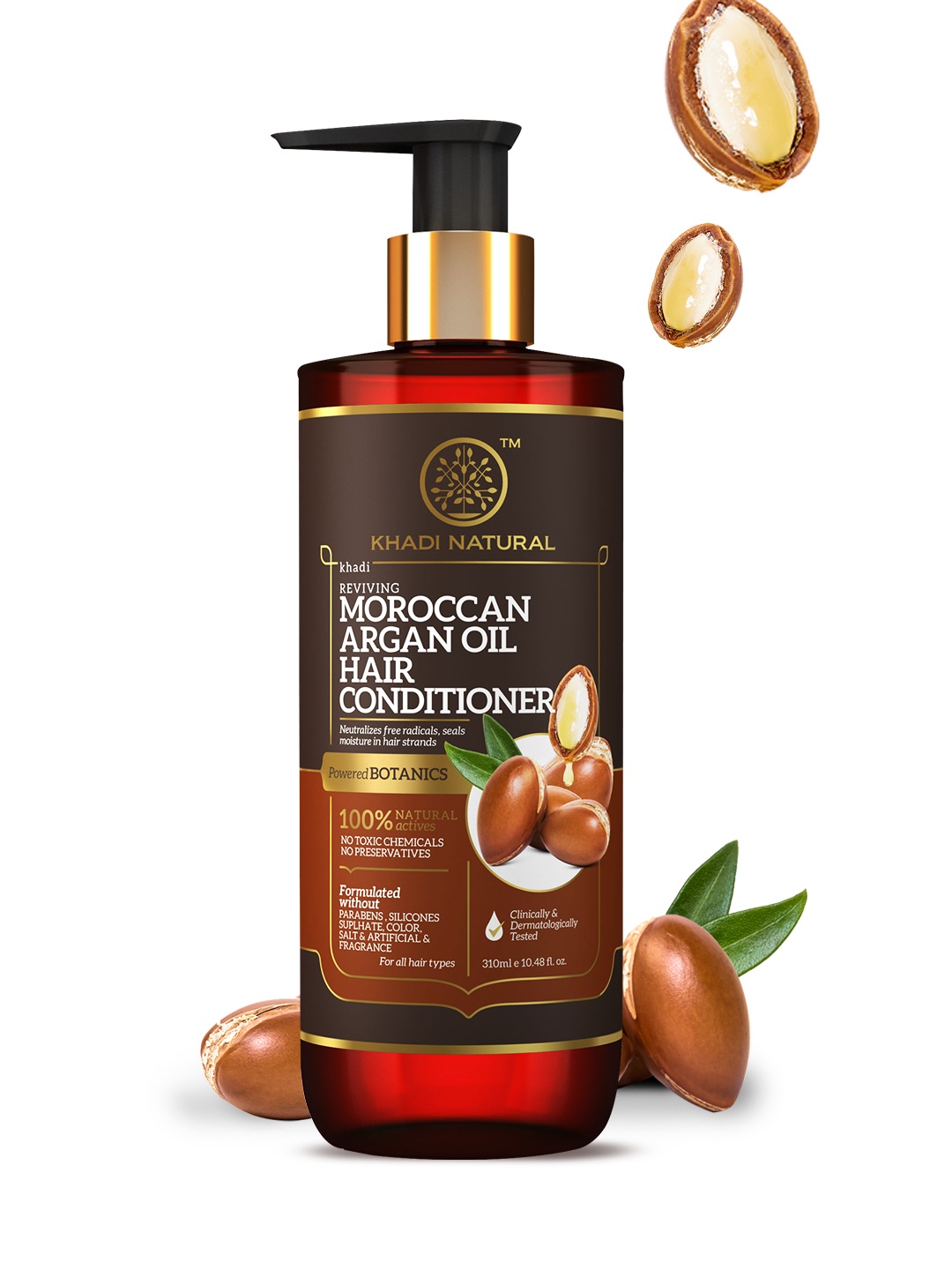 

Khadi Natural Power Botanics Moroccan Argan Hair Conditioner Strengthen Hair Roots 310ml, Black