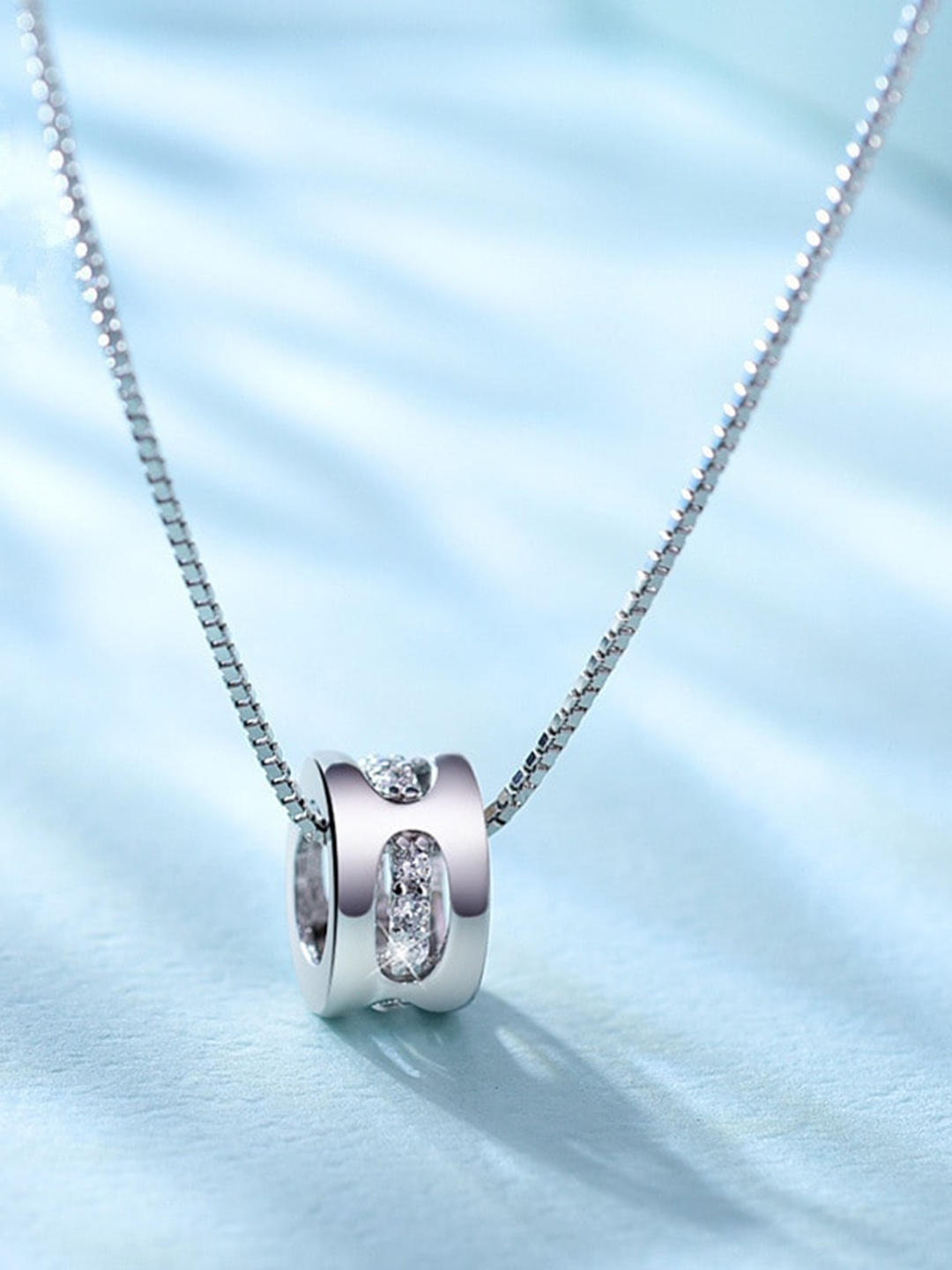 

MYKI Silver-Plated CZ-Studded Pendant With Chain
