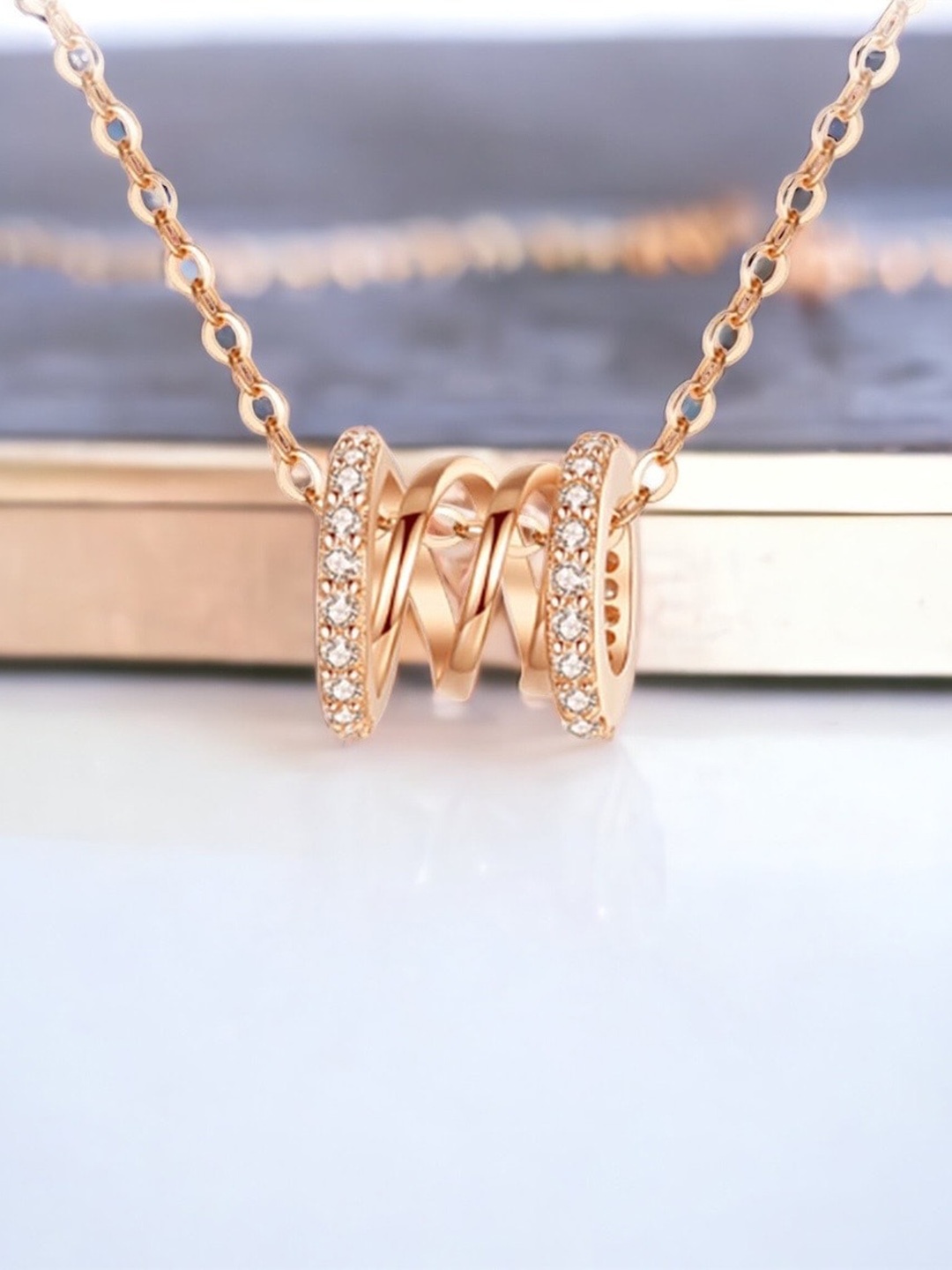 

MYKI Rose Gold Plated CZ-Studded Pendant