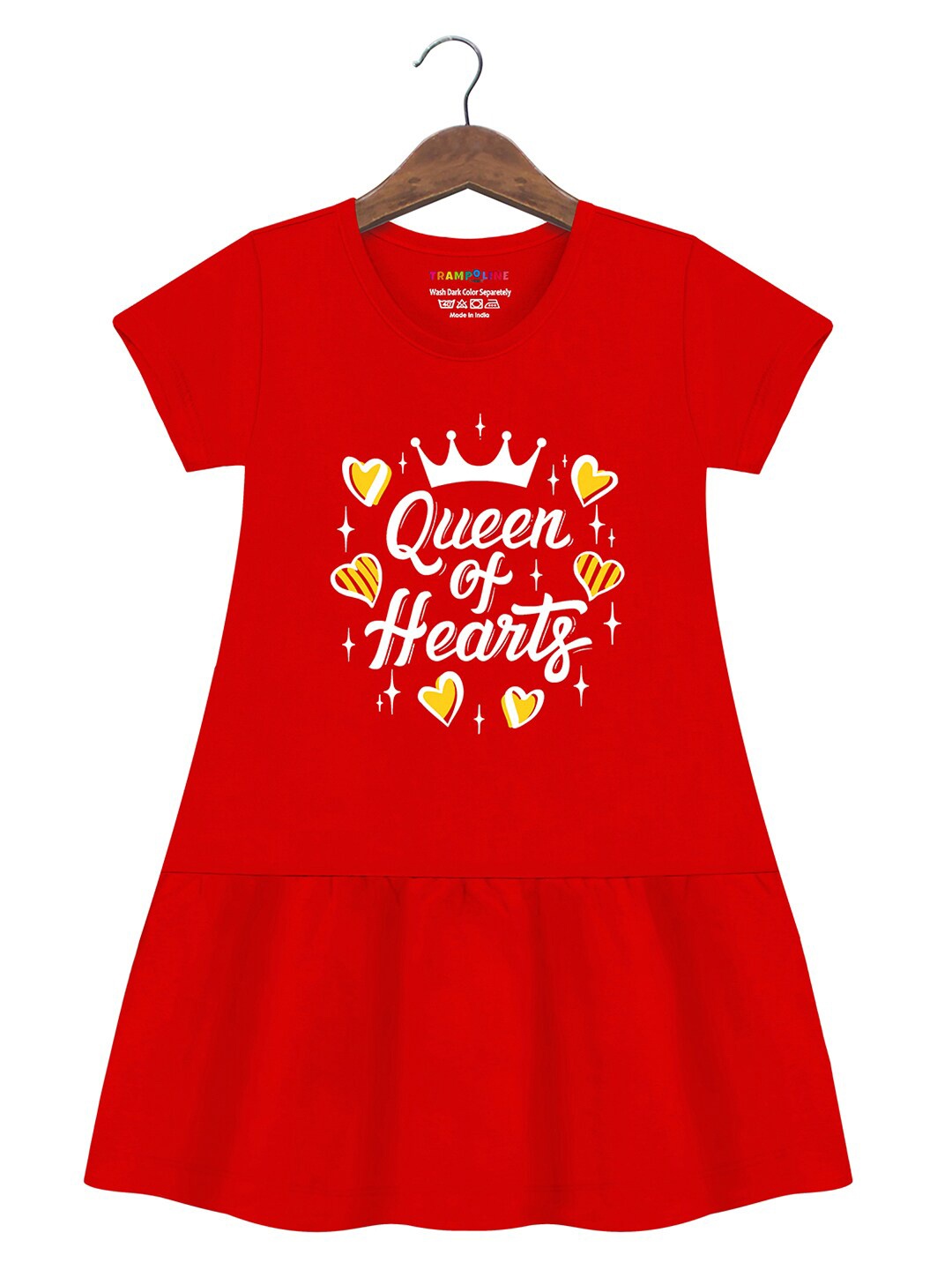 

Trampoline Girls Graphic Printed A-Line Cotton Dress, Red