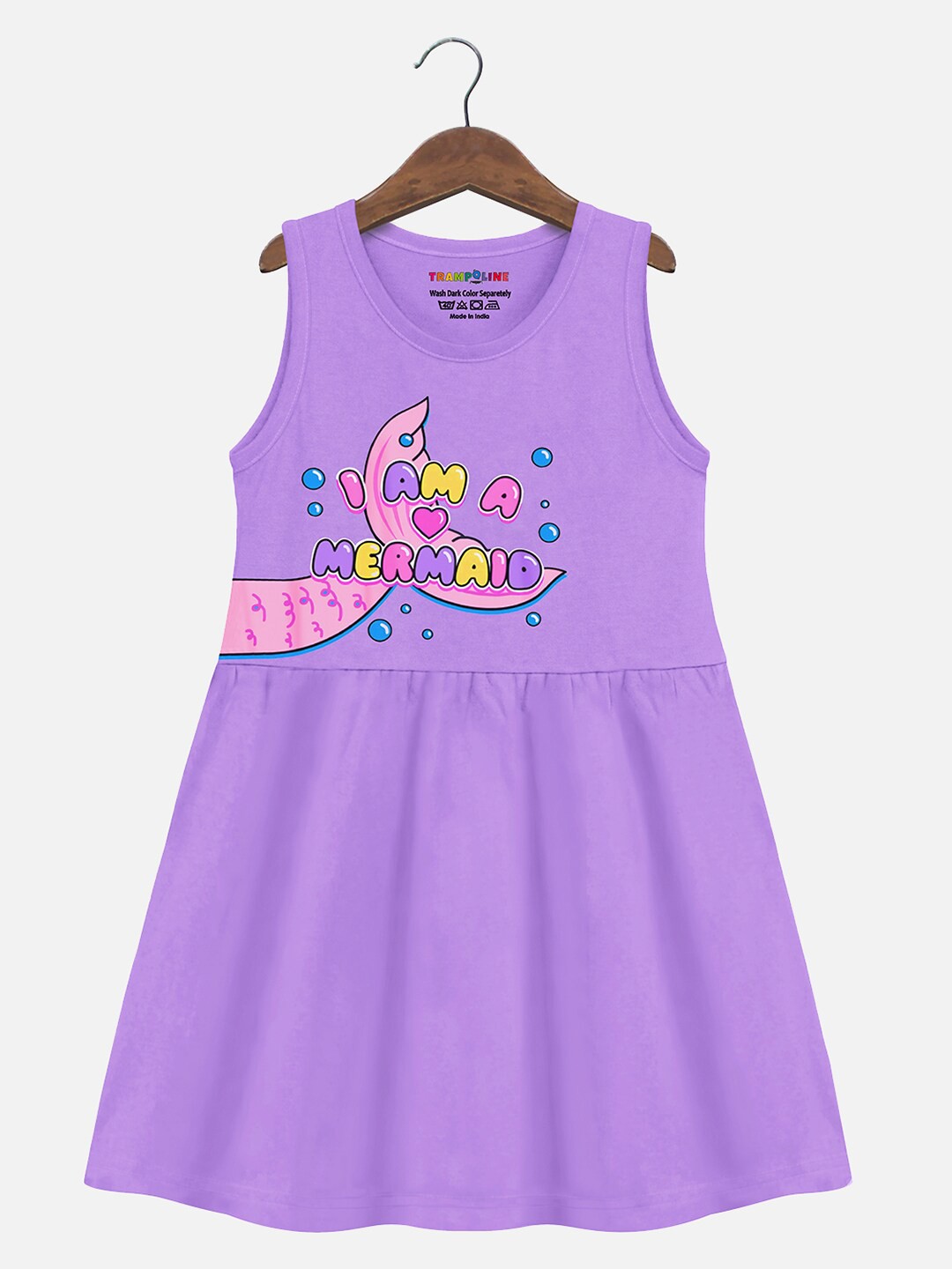 

Trampoline Girls Graphic Printed Cotton A-Line Dress, Purple