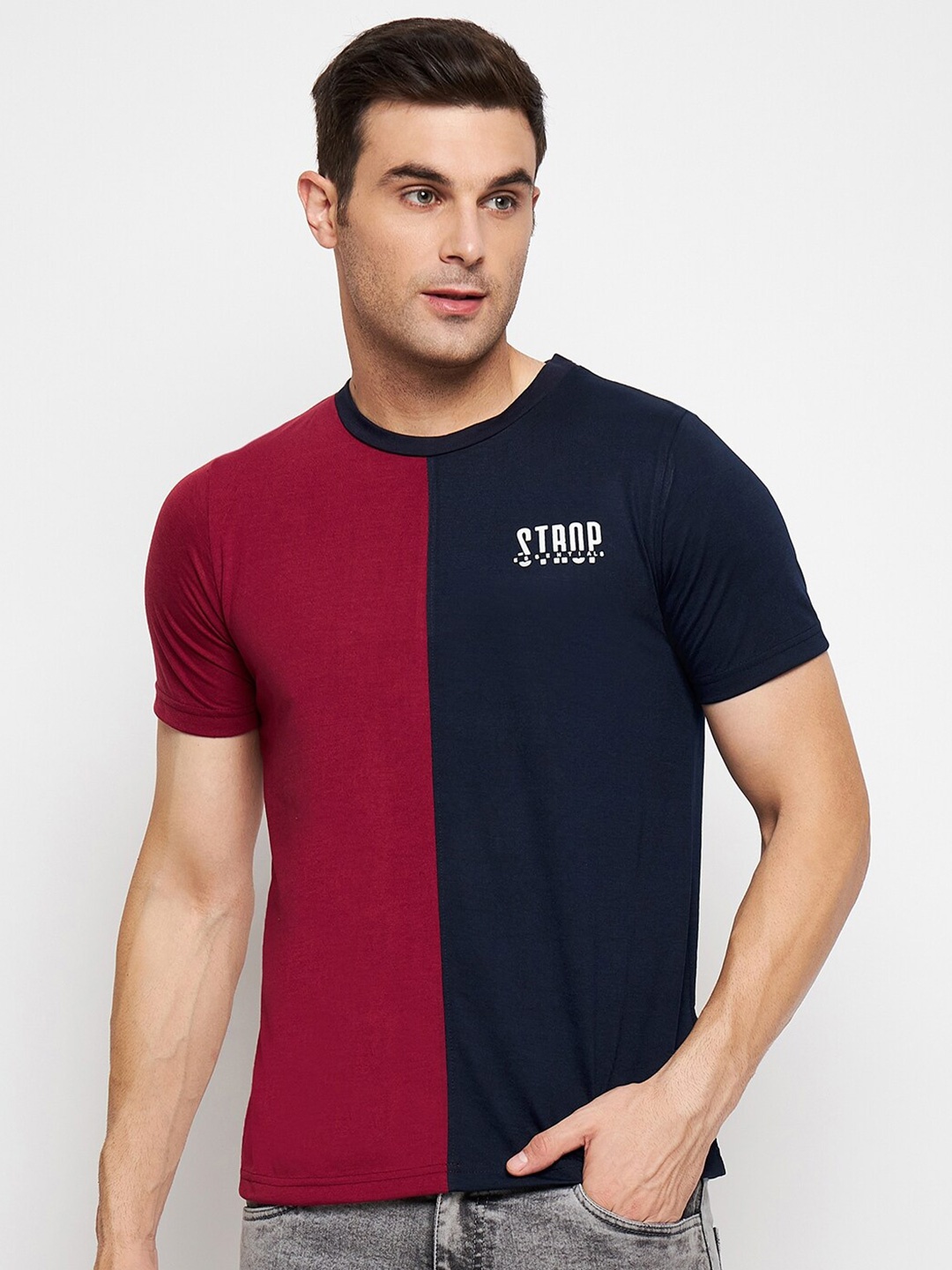 

STROP Colourblocked Cotton T-shirt, Maroon