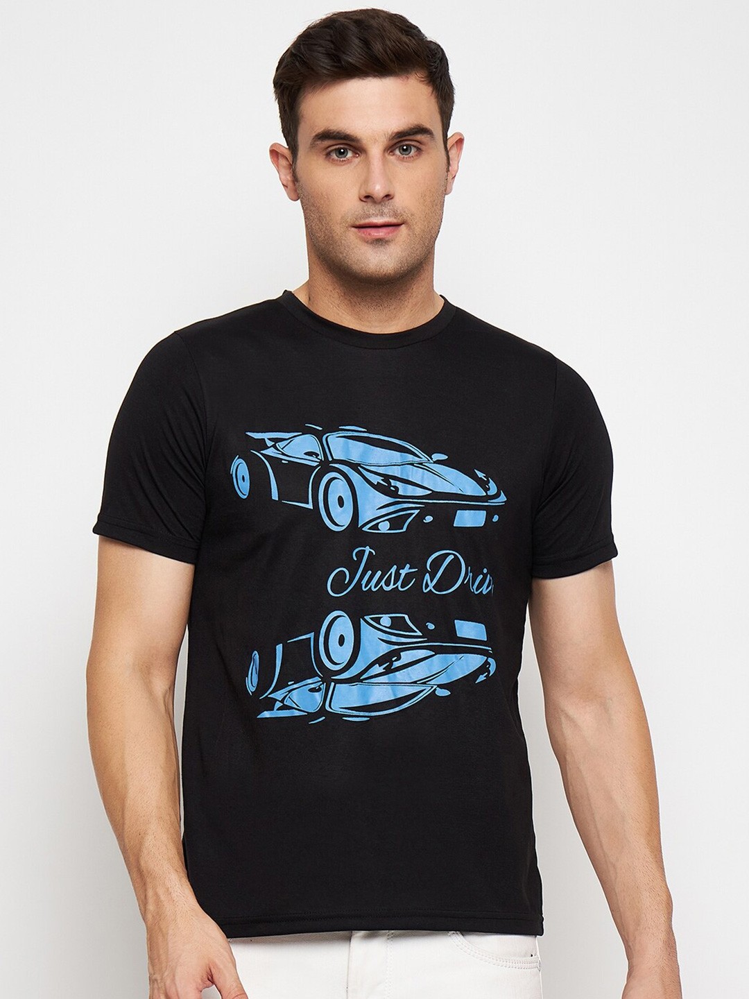 

STROP Graphic Printed Cotton T-shirt, Black