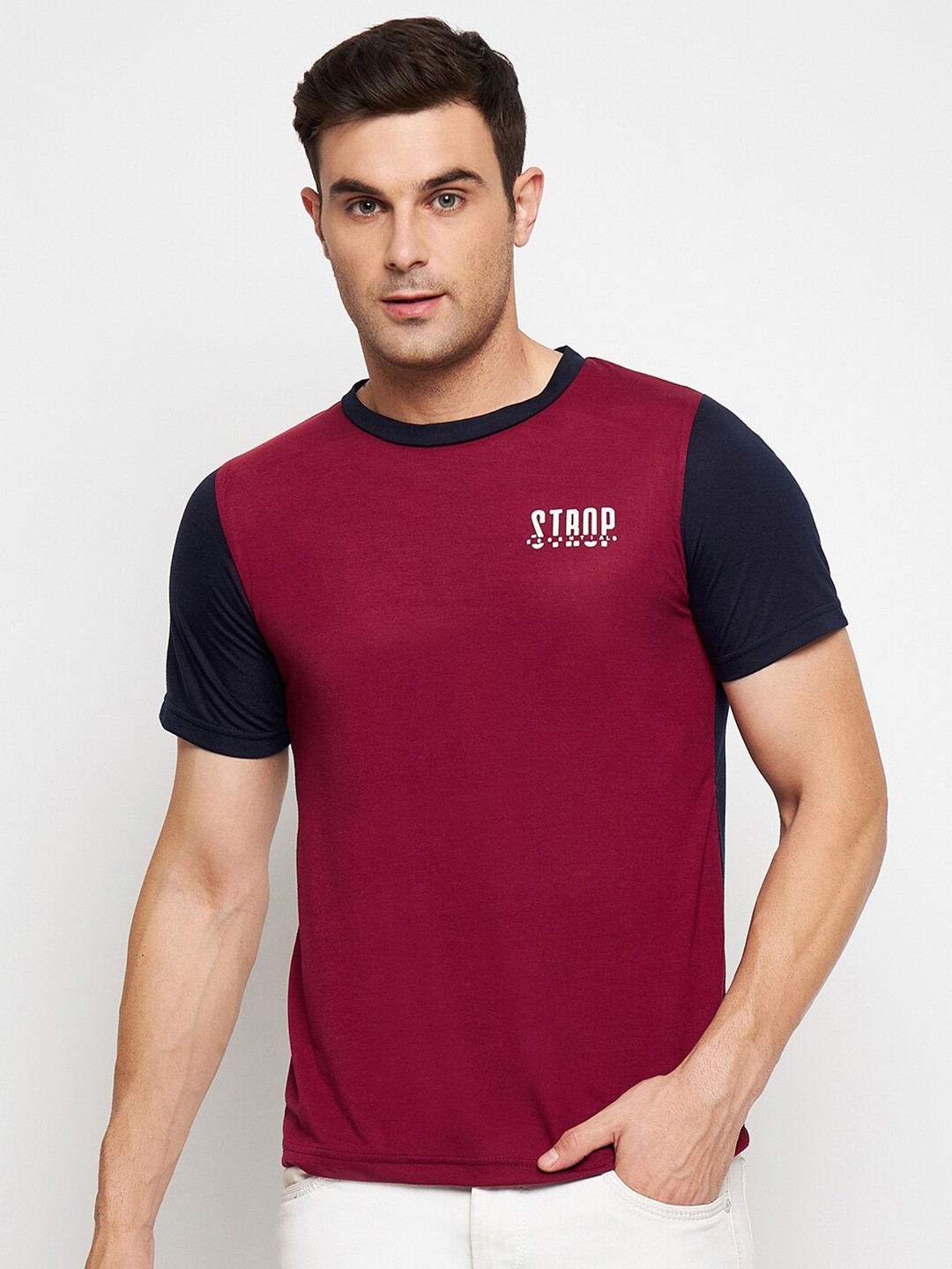 

STROP Regular Fit Cotton T-shirt, Maroon