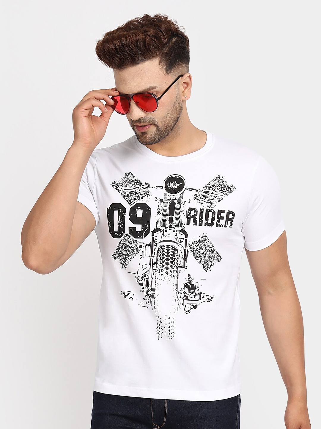 

jugular Graphic Printed Short Sleeves Pure Cotton T-shirt, White