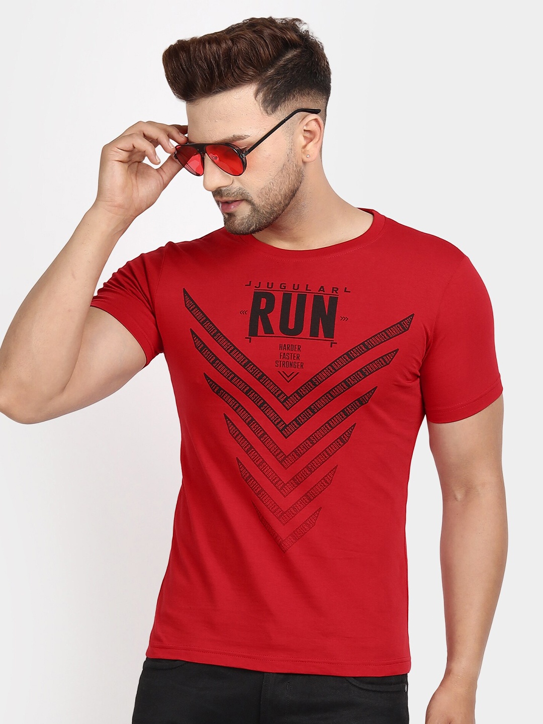 

jugular Graphic Printed Short Sleeves Pure Cotton T-shirt, Red