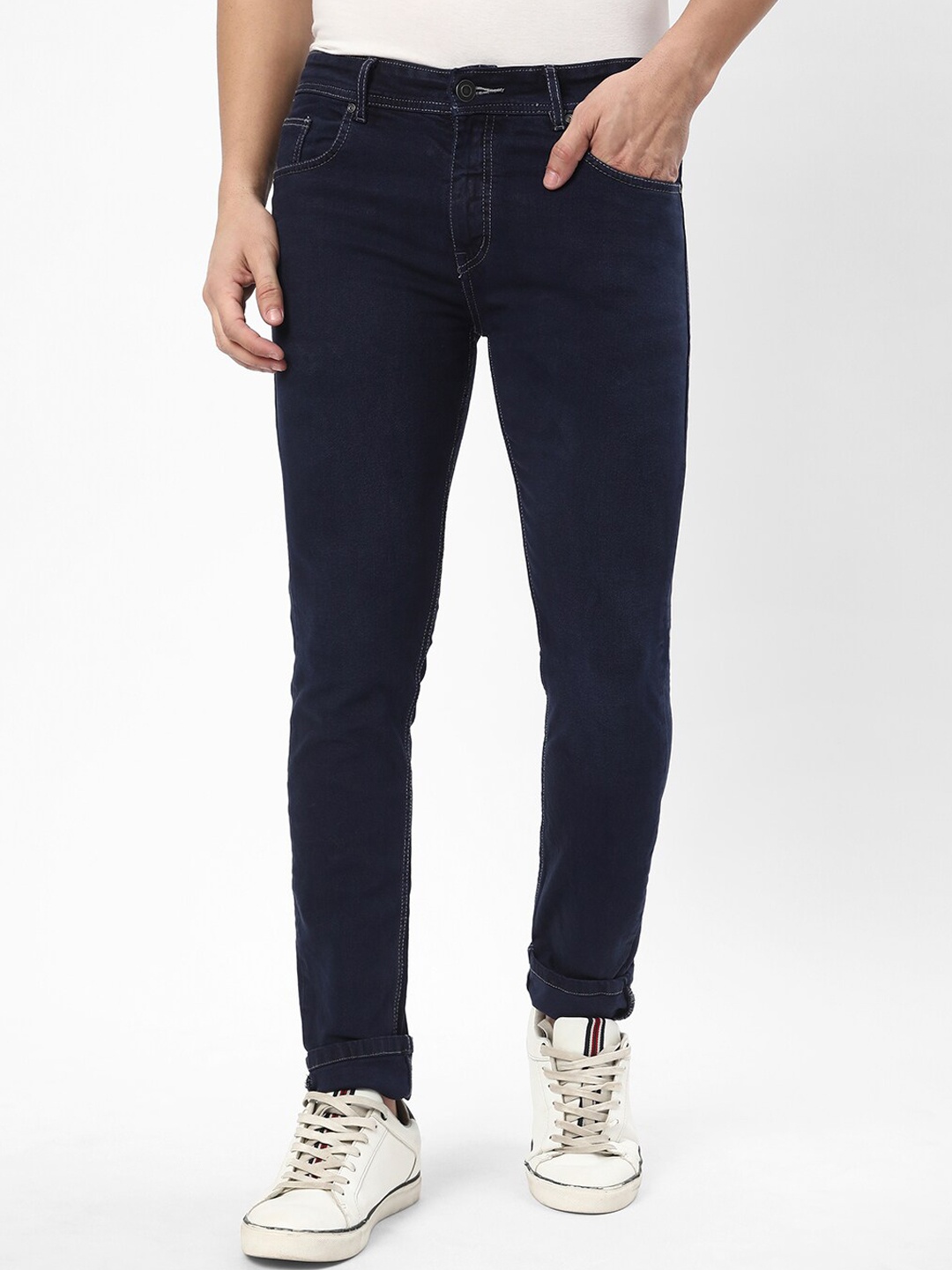 

R&B Men Slim Fit Medium Shade Clean Look Cotton Jeans, Blue