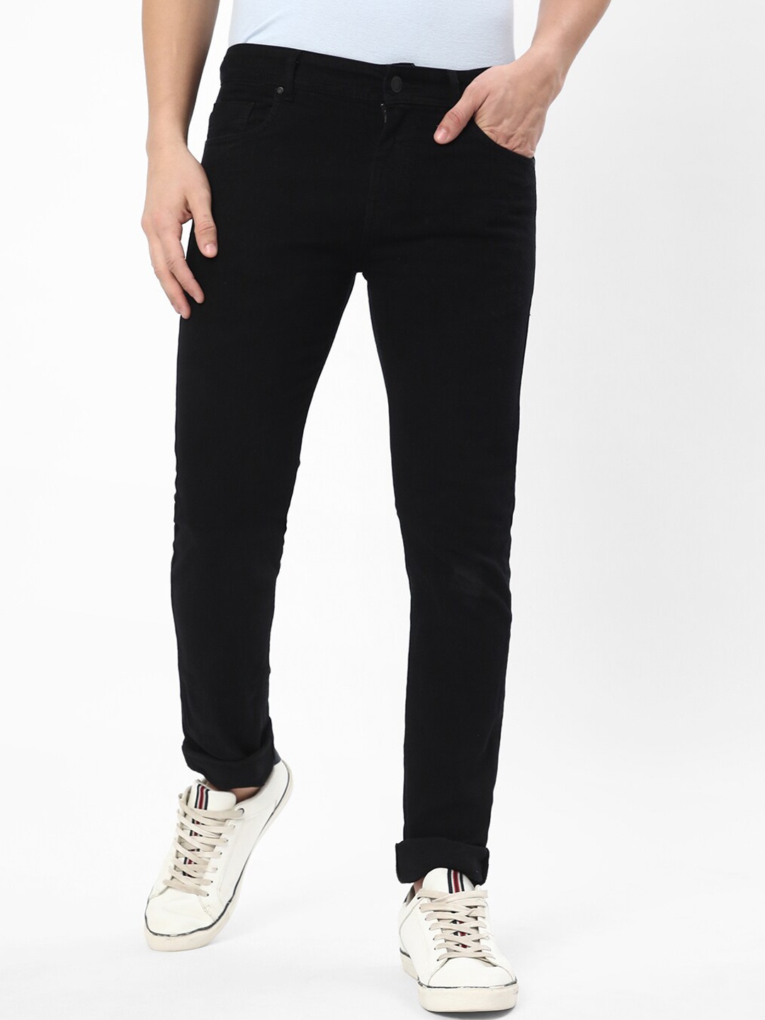 

R&B Slim Fit Clean Look Mid Raise Non Stretchable Cotton Jeans, Black