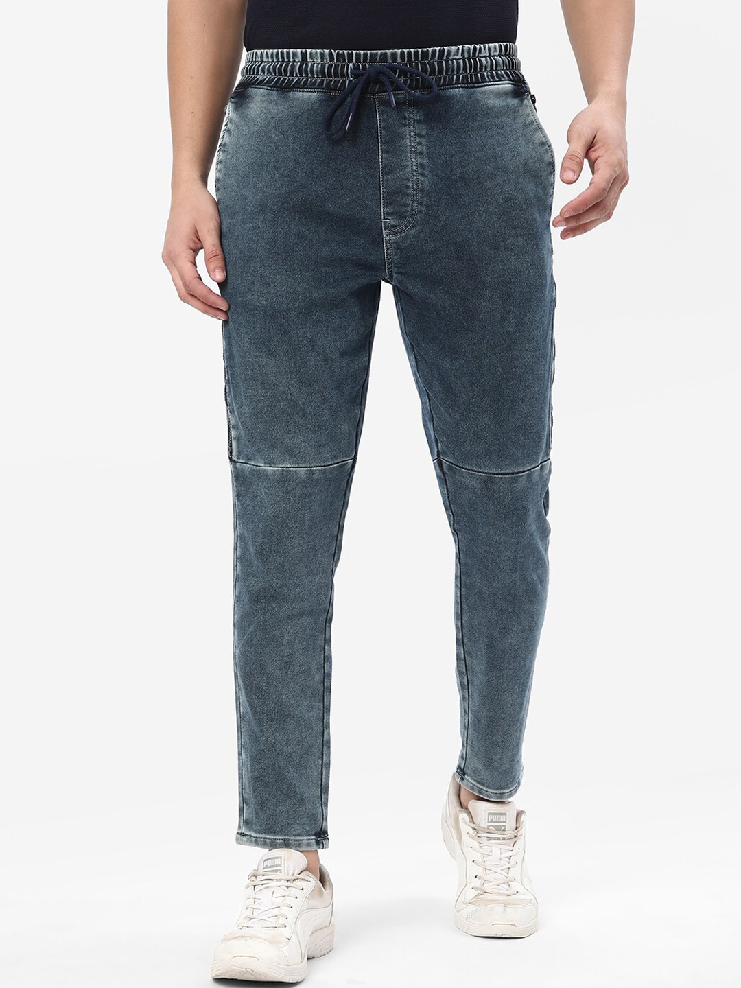

R&B Slim Fit Clean Look Heavy Fade Mid Raise Non Stretchable Cotton Jeans, Blue