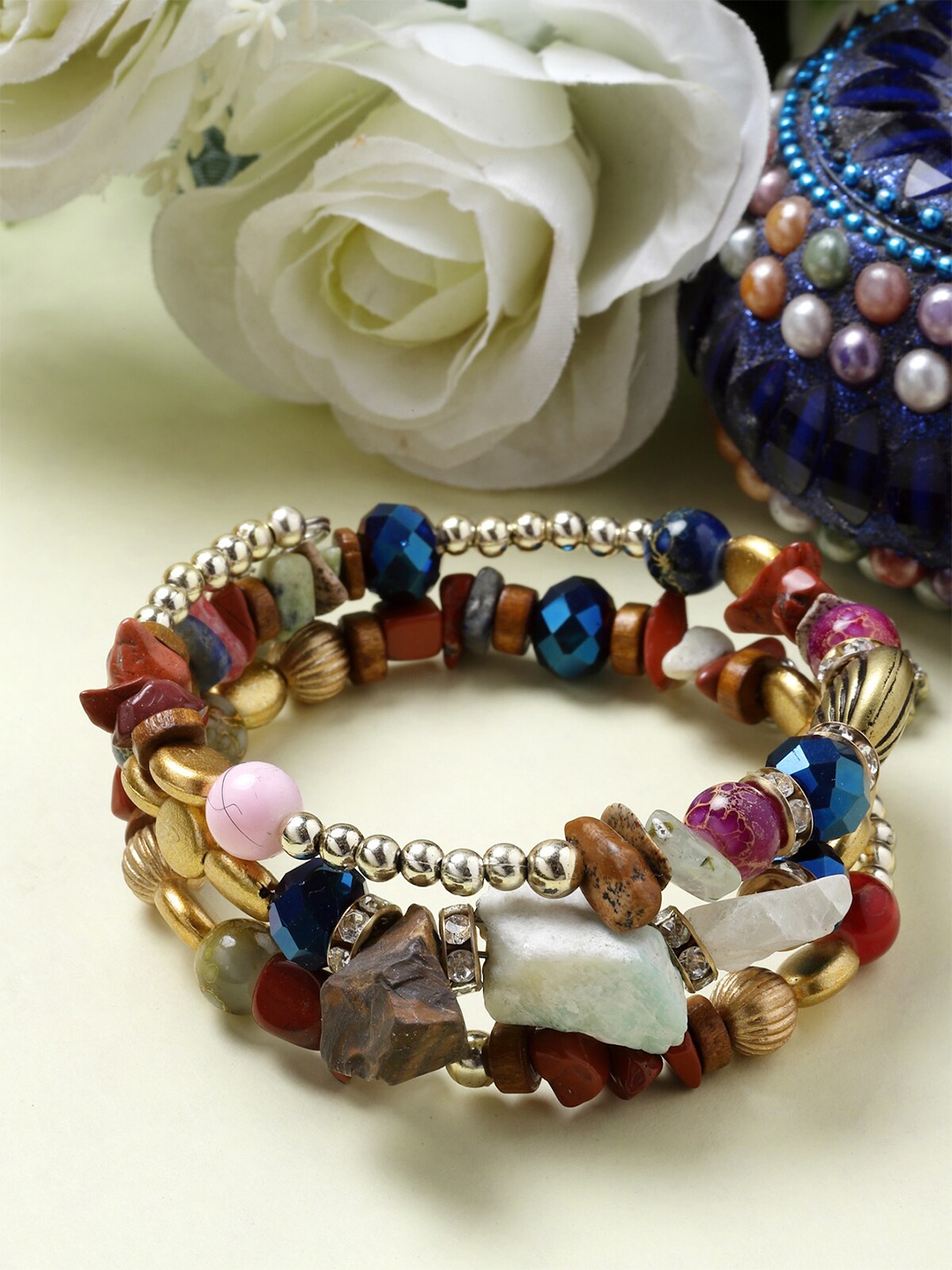 

AVANT-GARDE PARIS Gold-Plated Wraparound Bracelet, Blue