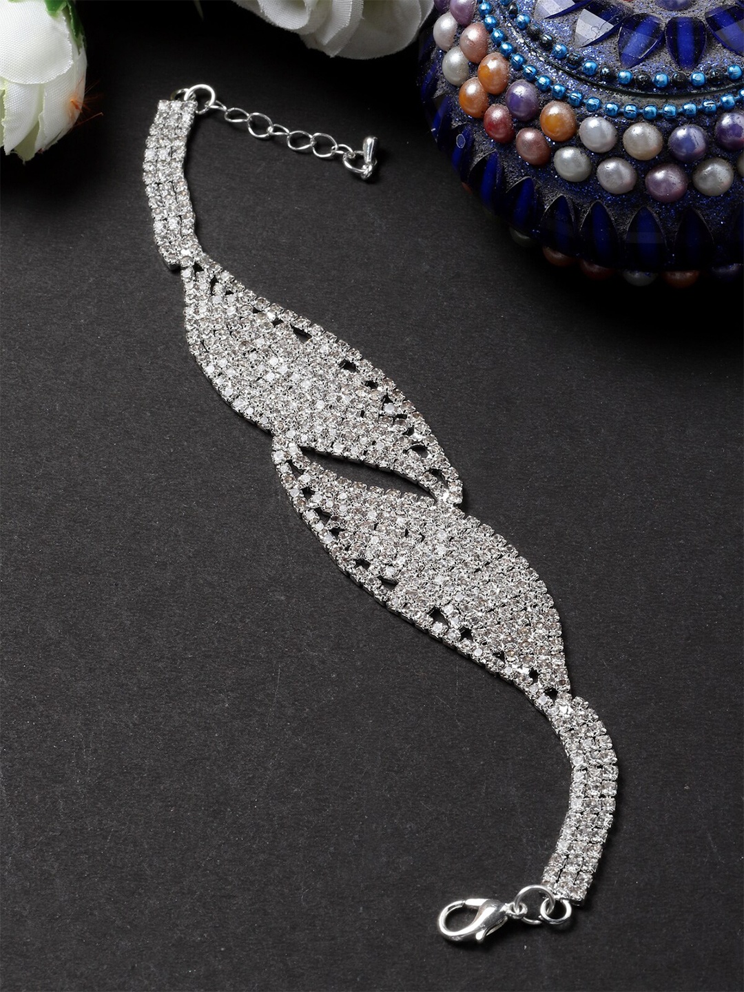 

AVANT-GARDE PARIS Silver-Plated Crystals Wraparound Bracelet
