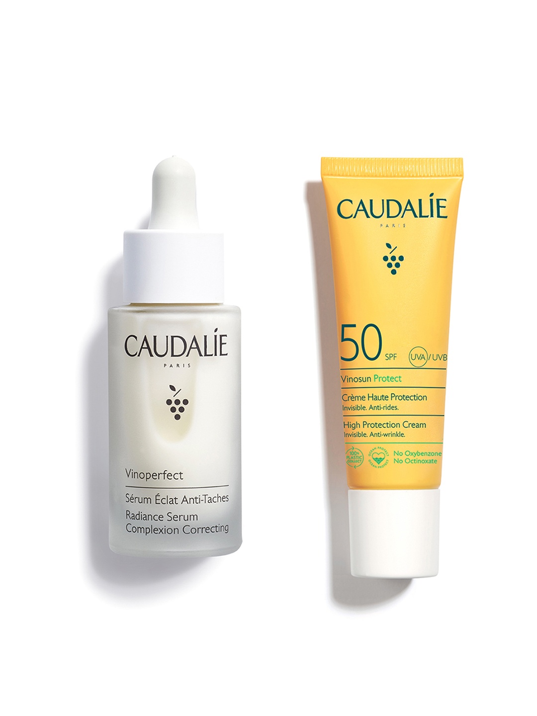 

Caudalie Vinoperfect Serum 30ml & Vinosun Protect SPF50 High Protection Cream 25ml, Yellow