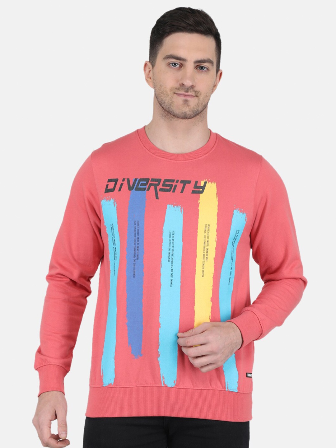 

Monte Carlo Typography Printed Cotton Pullover Sweatshirt, Peach