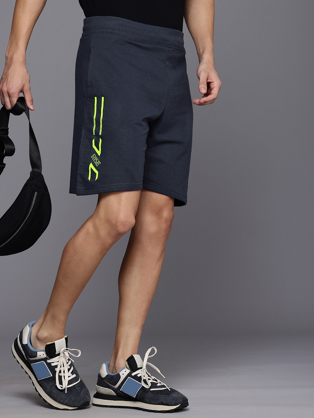 

HRX by Hrithik Roshan Men Lifestyle Graphic Printed Terry Shorts, Navy blue