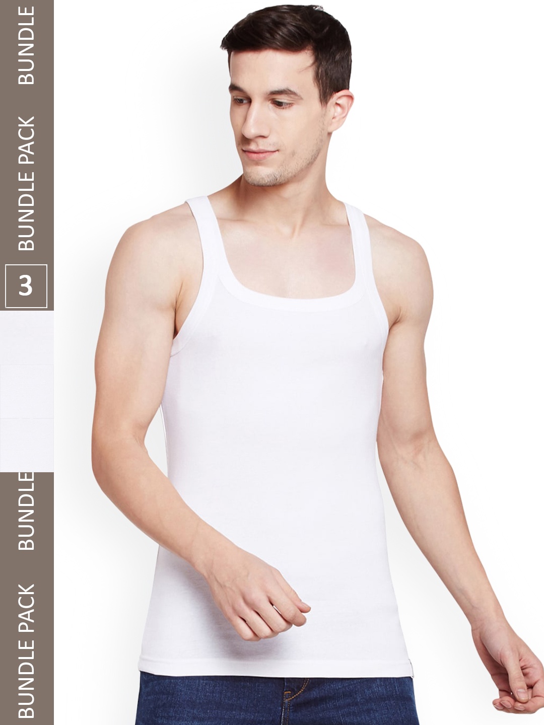 

BODYX Pack Of 3 Sleeveless Sports Innerwear Vests BX211-W3-95, White