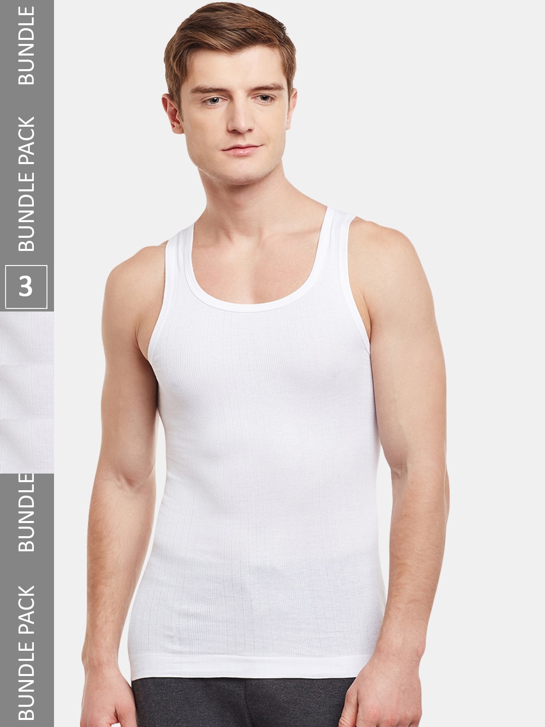 

BODYX Pack of 3 Super Soft Combed Cotton Gym Innwear Vests BX205-W-3-80, White