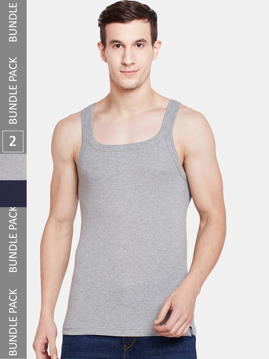 

BODYX Pack Of 2 Pure-Cotton Gym Vests, Grey