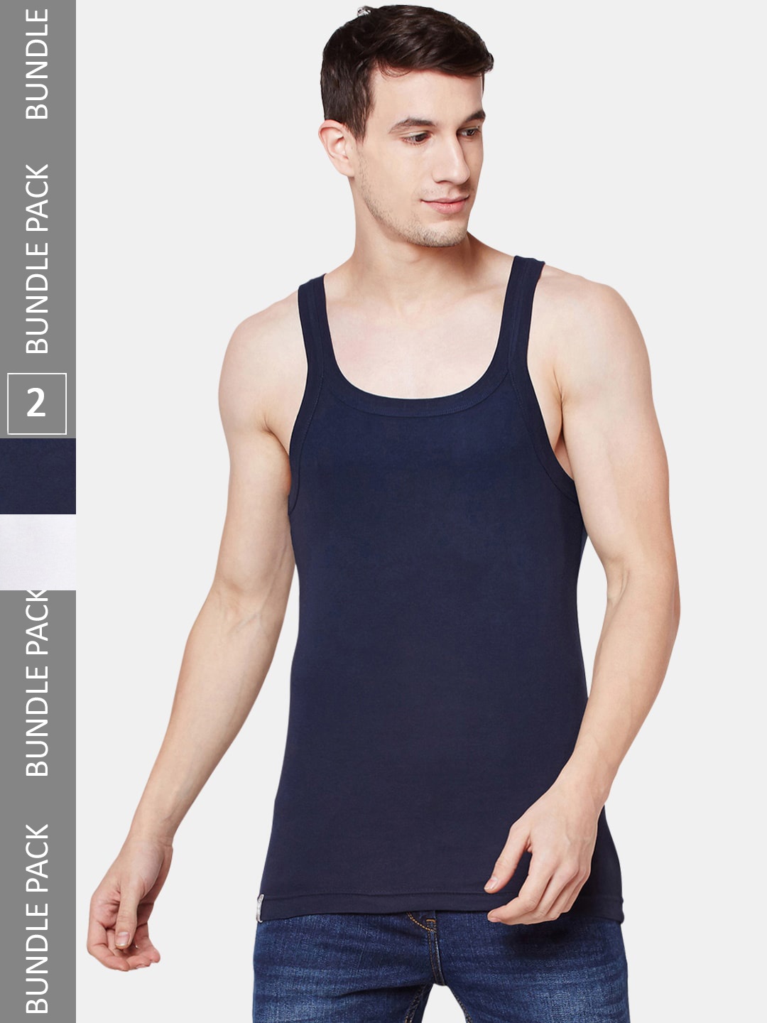 

BODYX Pack of 2 Super Soft Combed Cotton Gym Innwear Vests, White