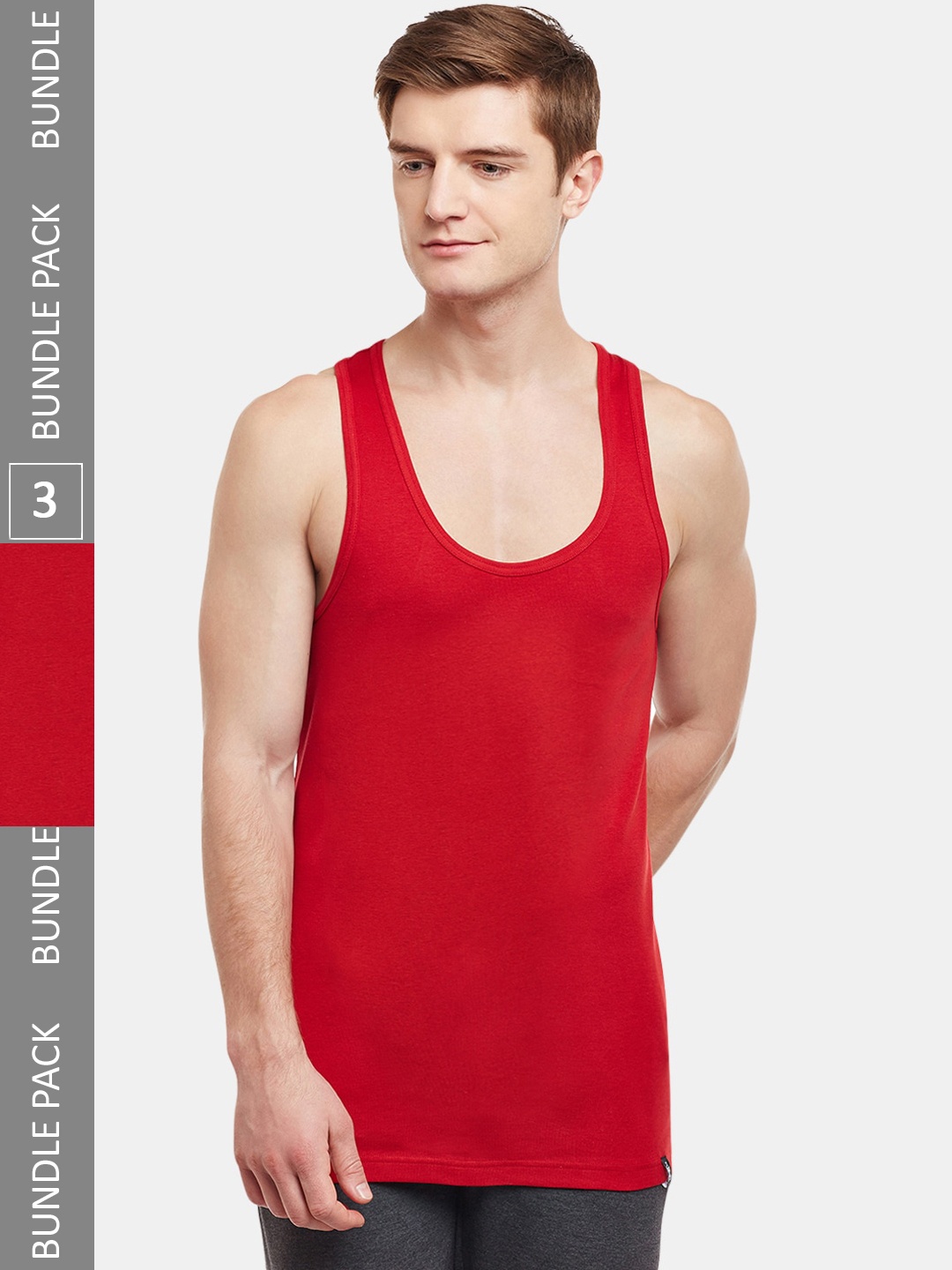 

BODYX Pack of 3 Super Soft Combed Cotton Gym Innerwear Vests, Red