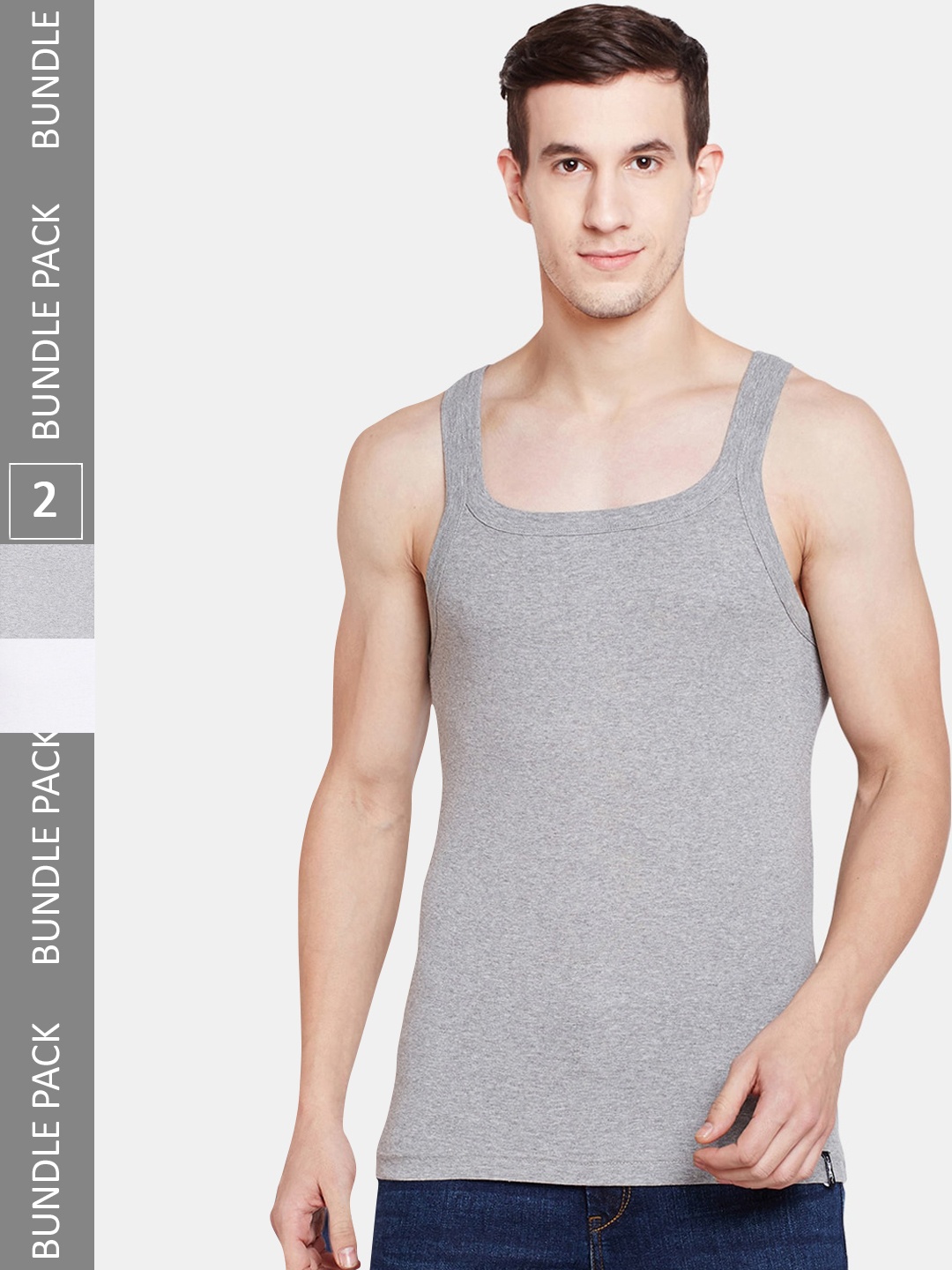 

BODYX Pack Of 2 Round Neck Cotton Innerwear Vests, White