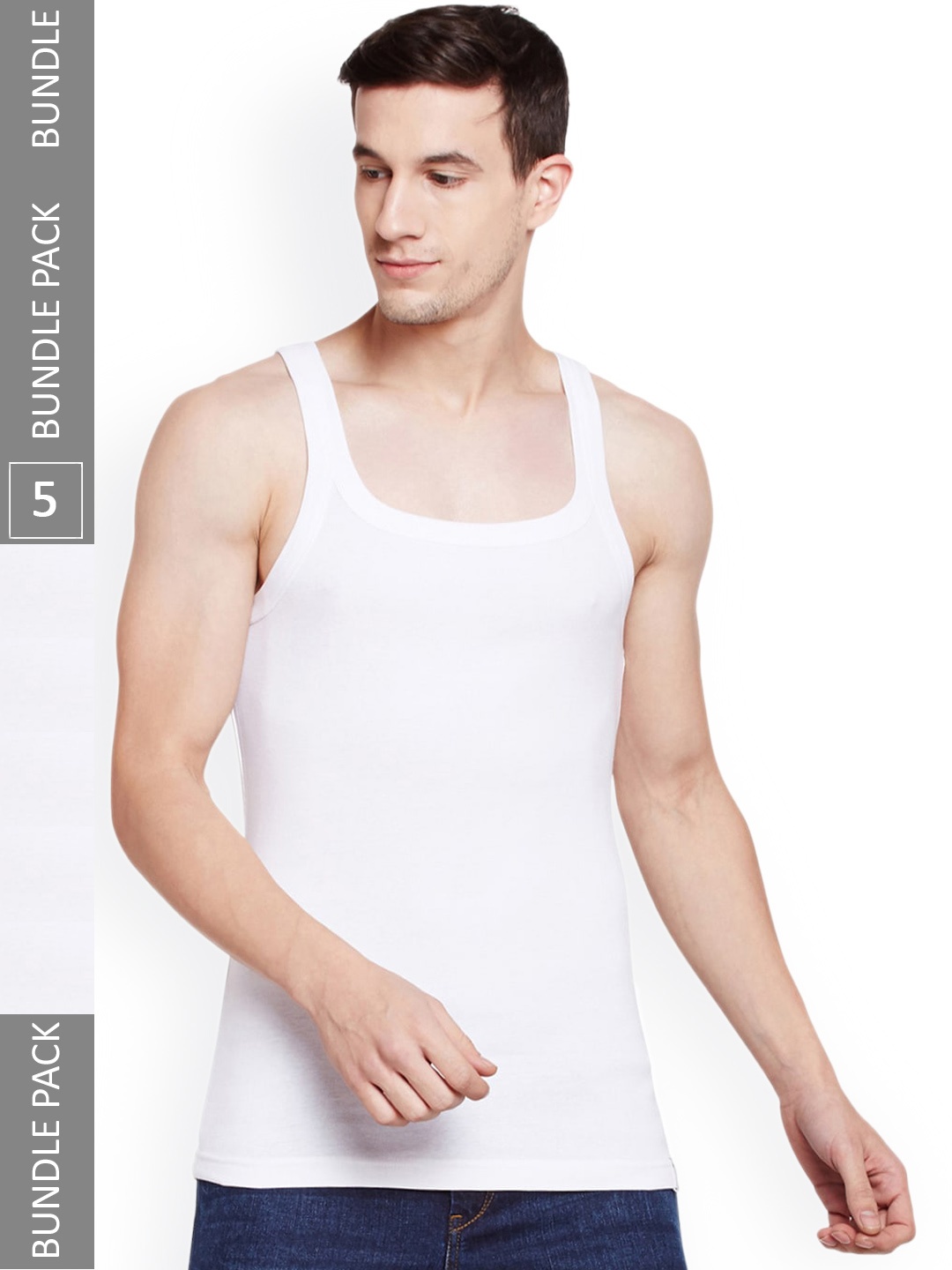 

BODYX Pack Of 5 Pure Cotton Innerwear Vests, White