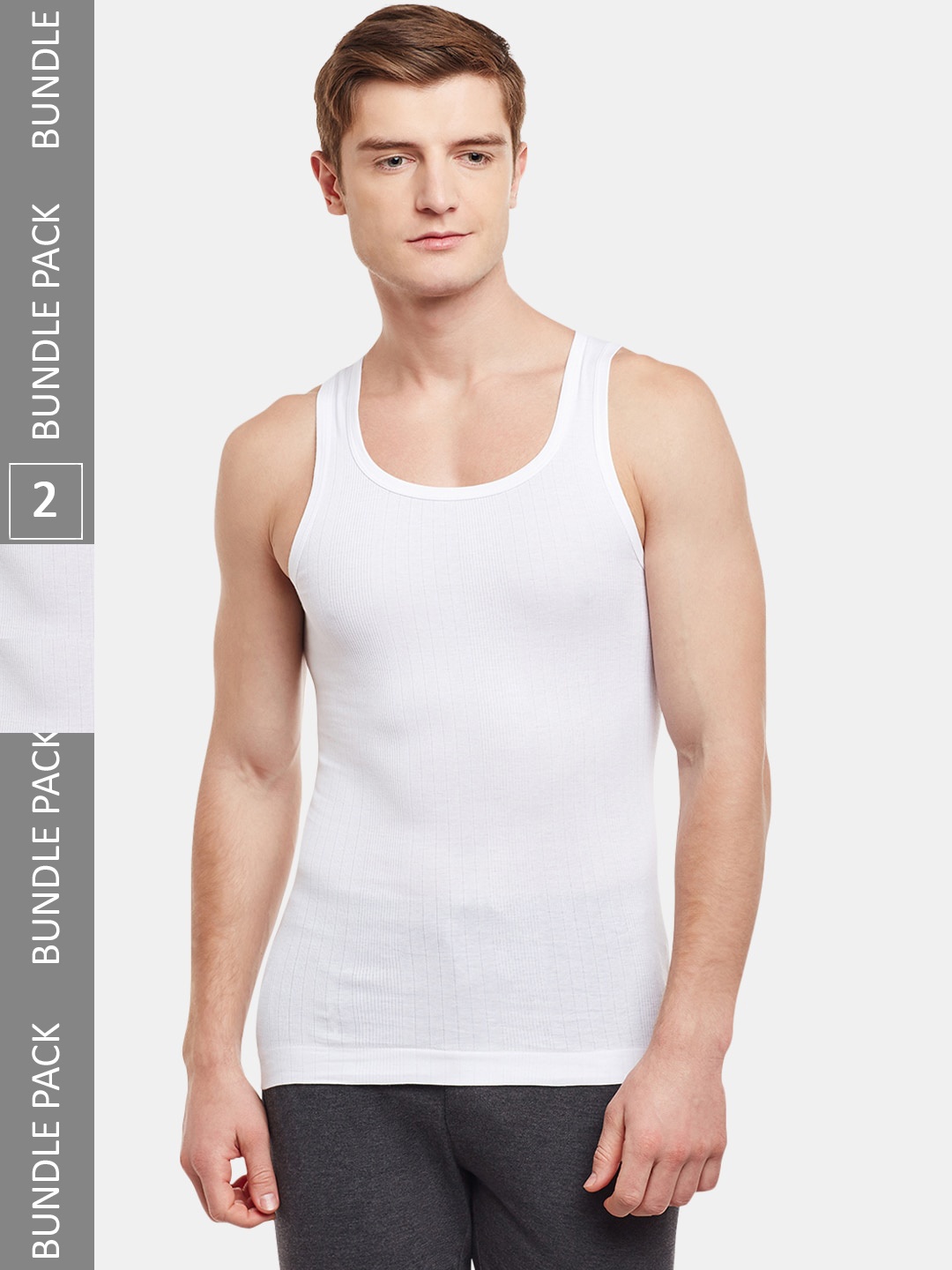 

BODYX Men Pack Of 2 Cotton Innerwear Gym Vests, White