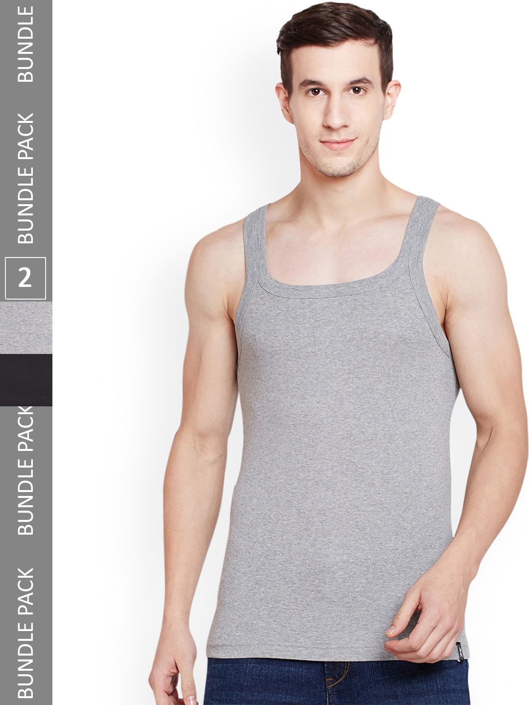 

BODYX Pack Of 2 Pure Cotton Innerwear Vests, Black