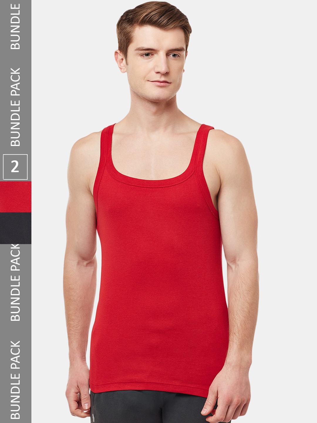 

BODYX Pack Of 2 Pure Cotton Innerwear Vests, Black