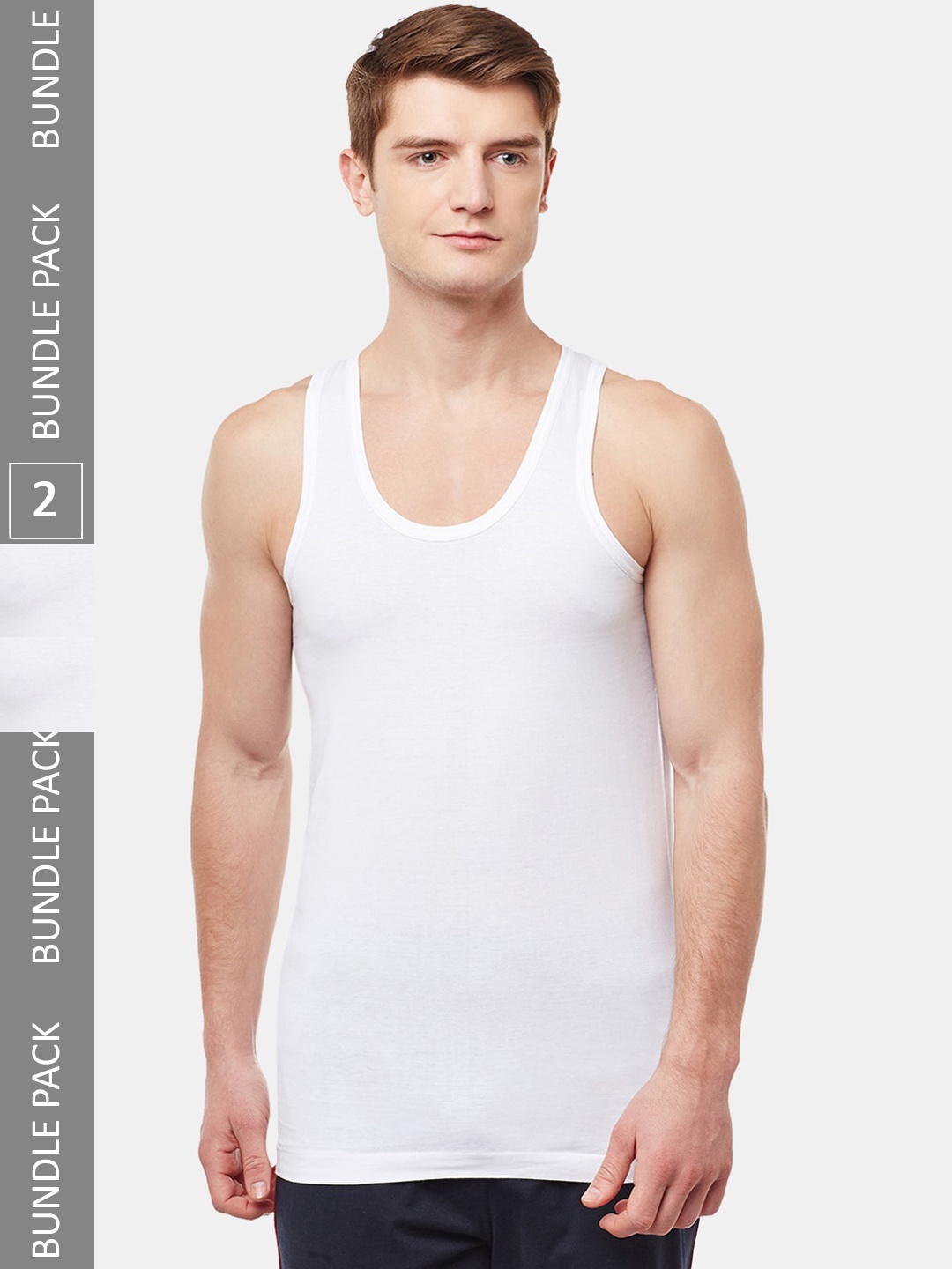 

BODYX Pack Of 2 Pure Cotton Innerwear Vests BX209-W-PO2-95, White